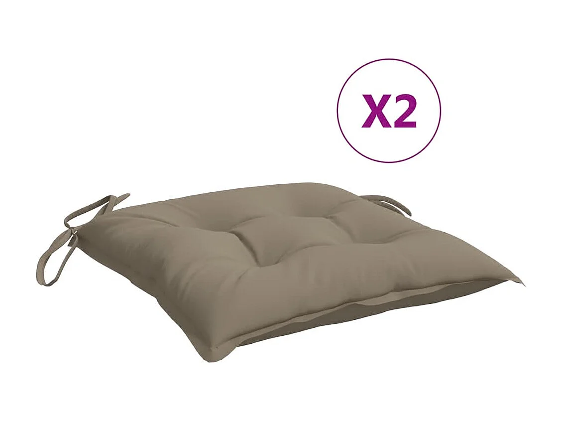 Coussins de chaise lot de 2 taupe 40x40x7 cm tissu oxford