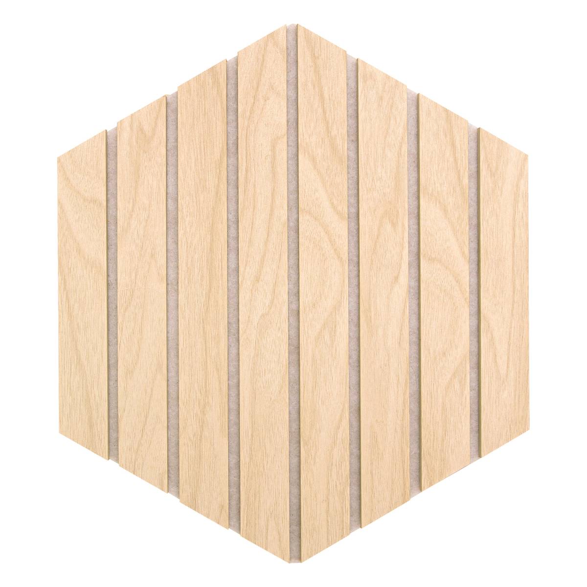 Set of 3 decorative wood slat panels Colva Light oak effect, Grey background, 30x26 cm