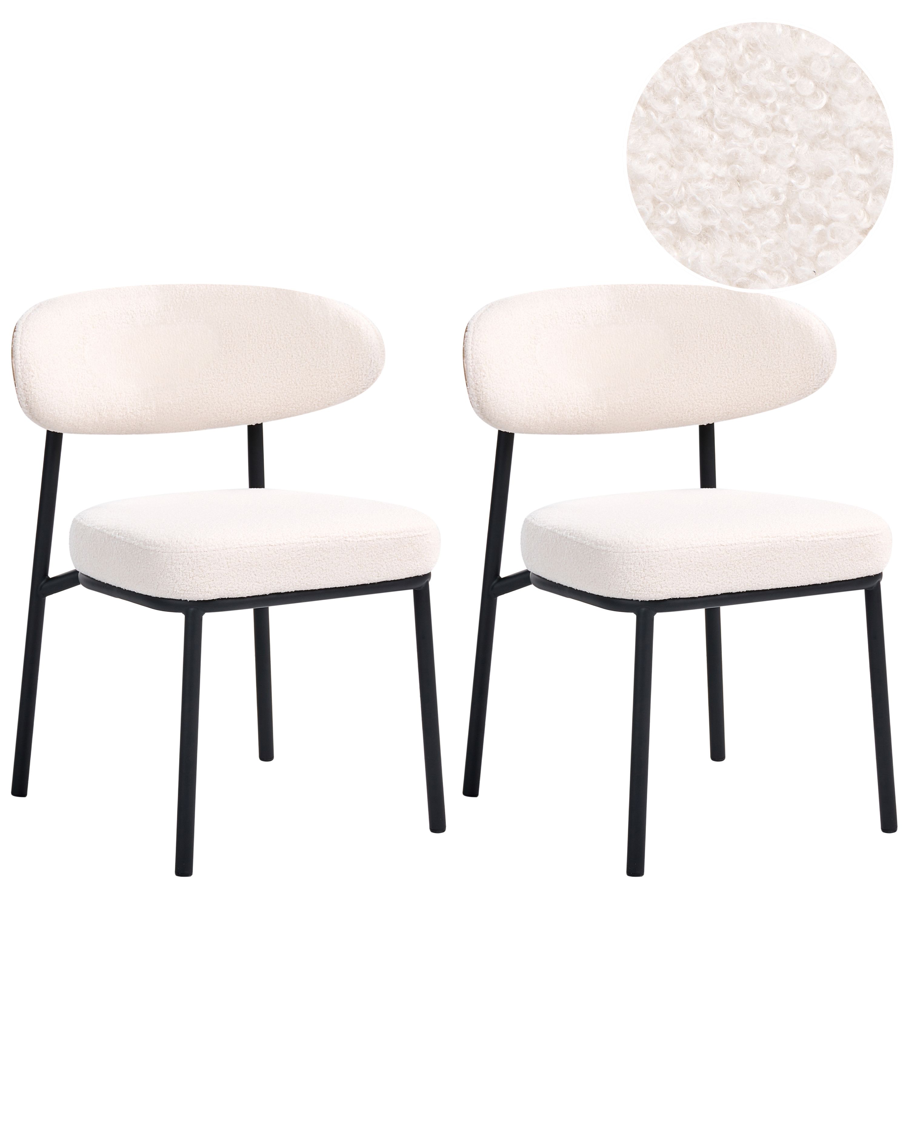 Set of 2 Dining Chairs WINTON Boucle Off-White