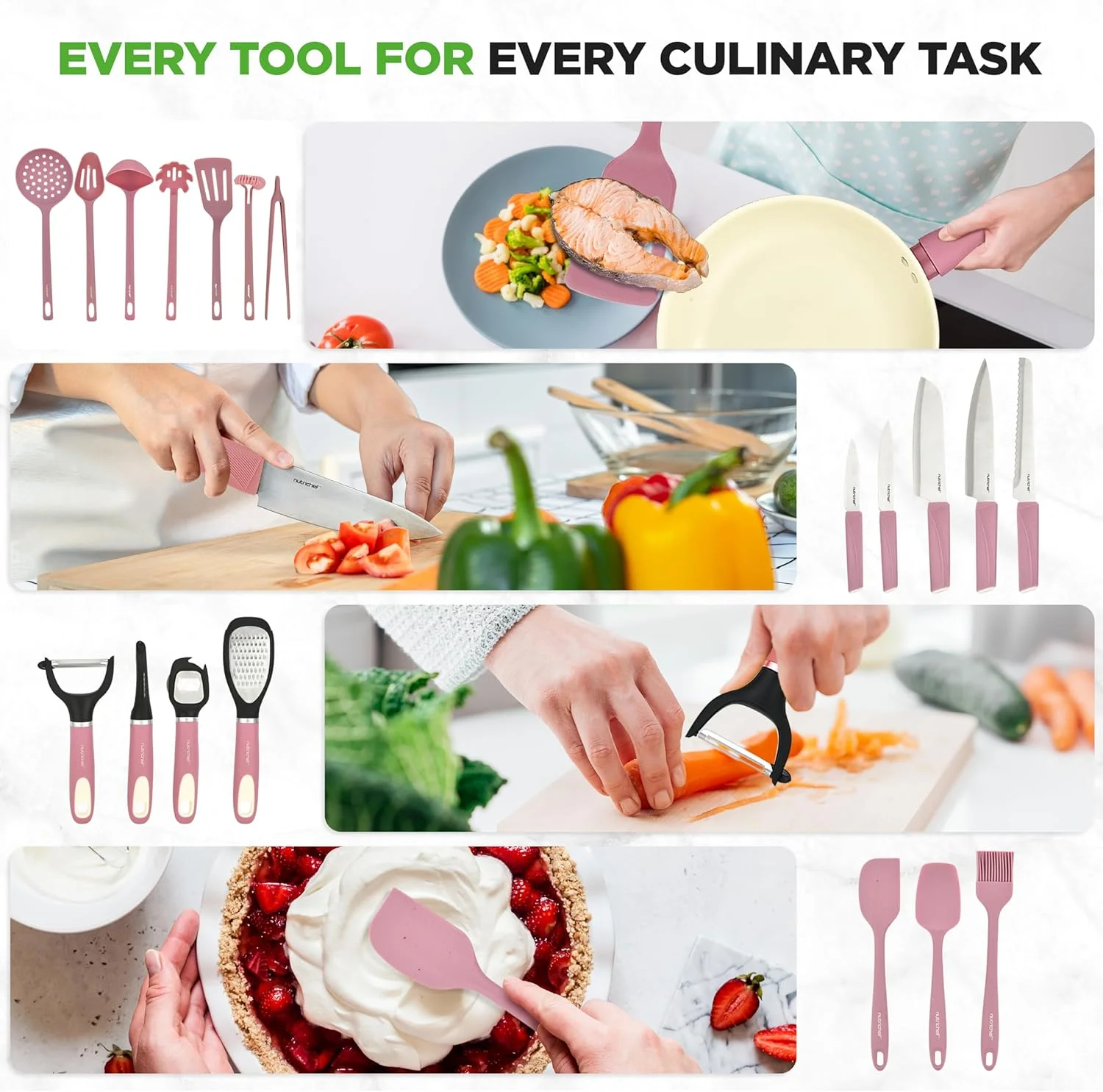 54-Piece Kitchen Cookware Set �C Complete Non-Stick Ceramic Pots and Pans Set with Utensils, Bakeware, and Knife Set, Gas, Electric & Induction Compatible, Blush Pink Kitchen Essentials - Image 19