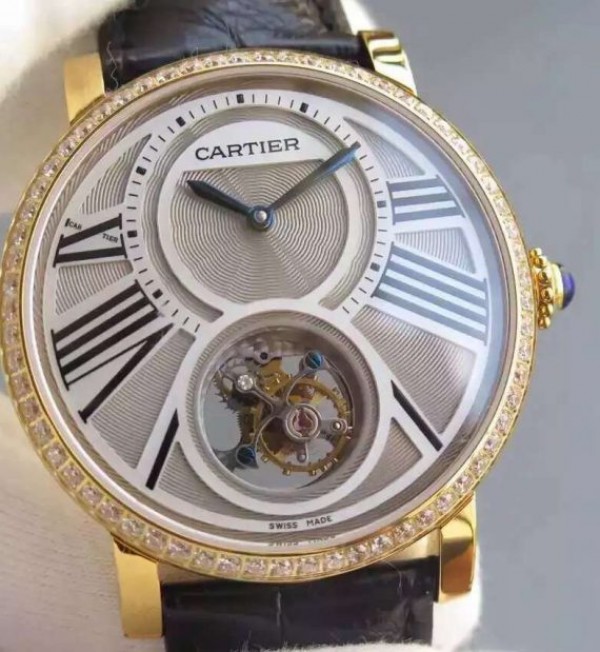 Replica Cartier Rotonde De Cartier Tourbillon YG Diamonds Bezel - Top club
