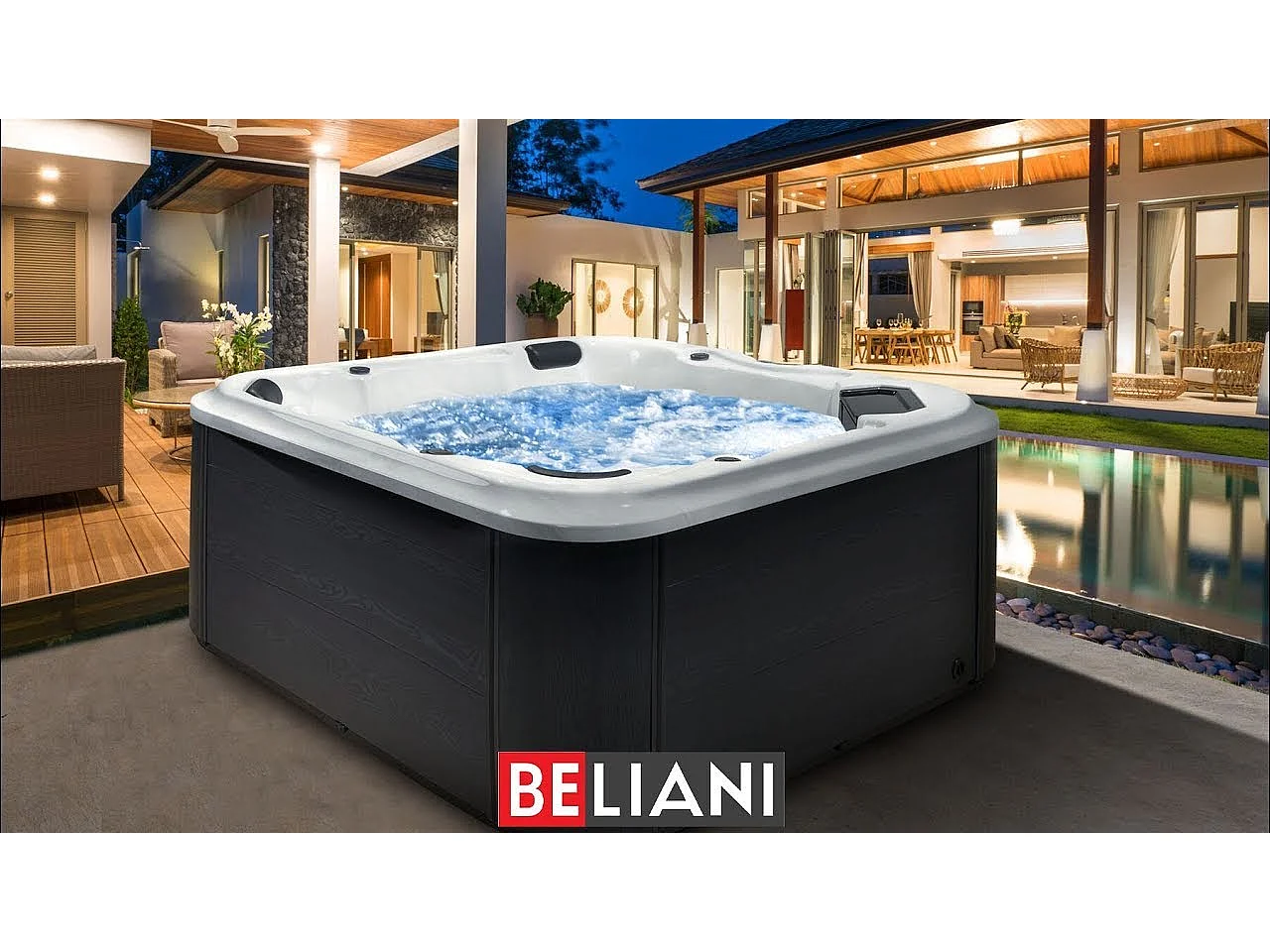 Spa d'extérieur avec LED TULAROSA Gris graphite