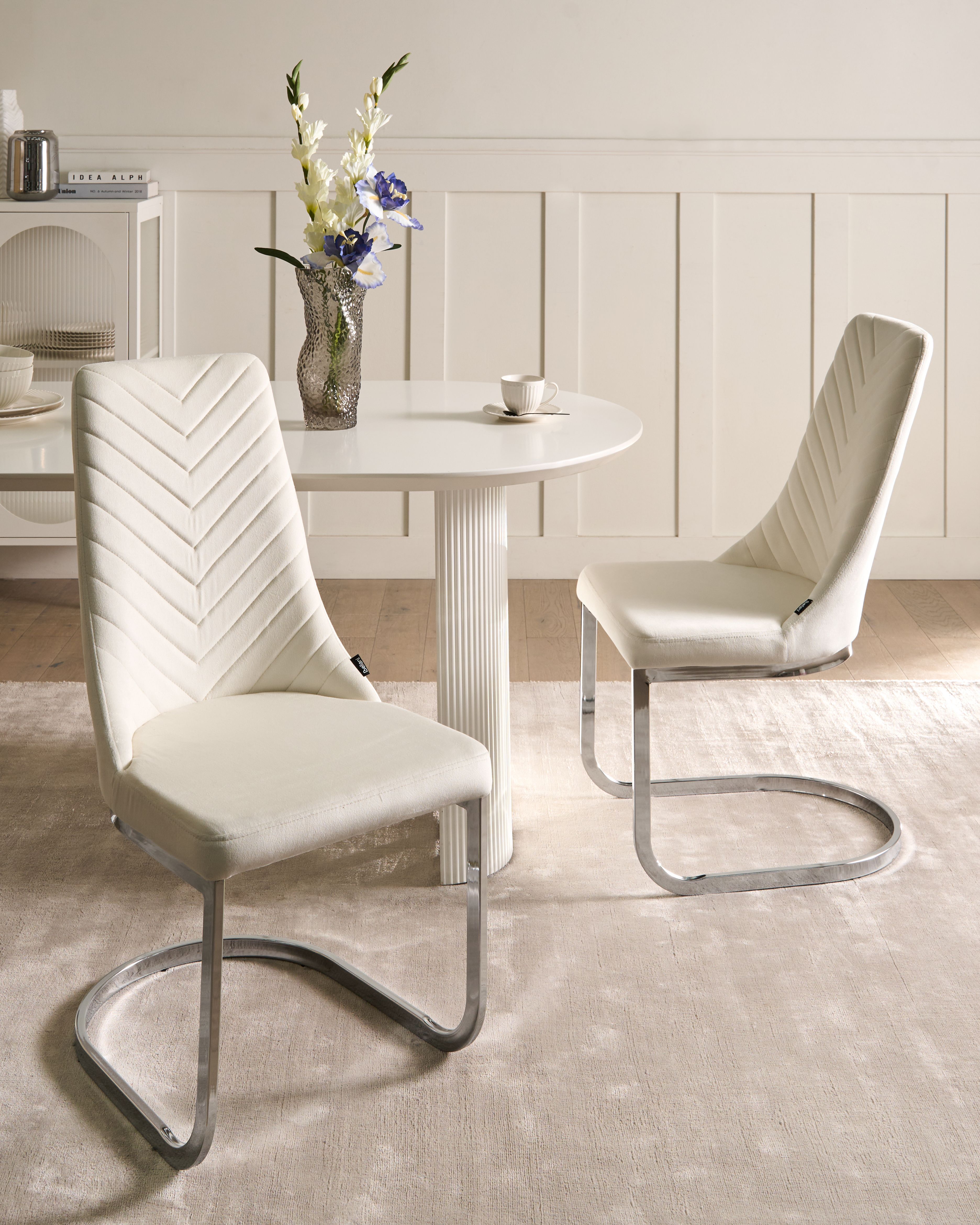 Set of 2 Dining Chairs ALTOONA Velvet Off-White