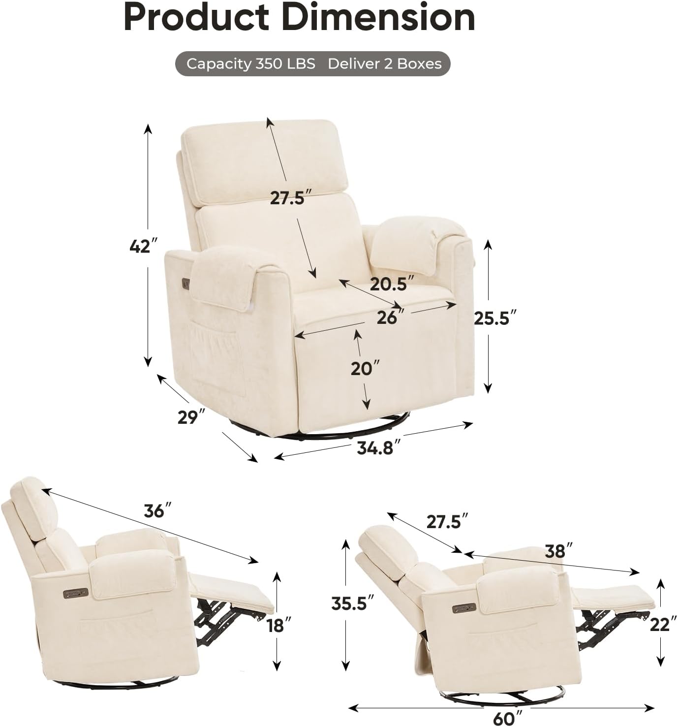 Oversized Power Recliner Chair, 26