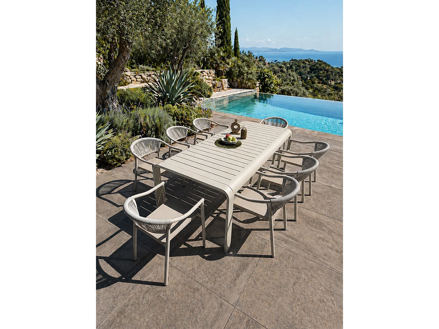 Ensemble repas de jardin en aluminium 8 places  - HANOI