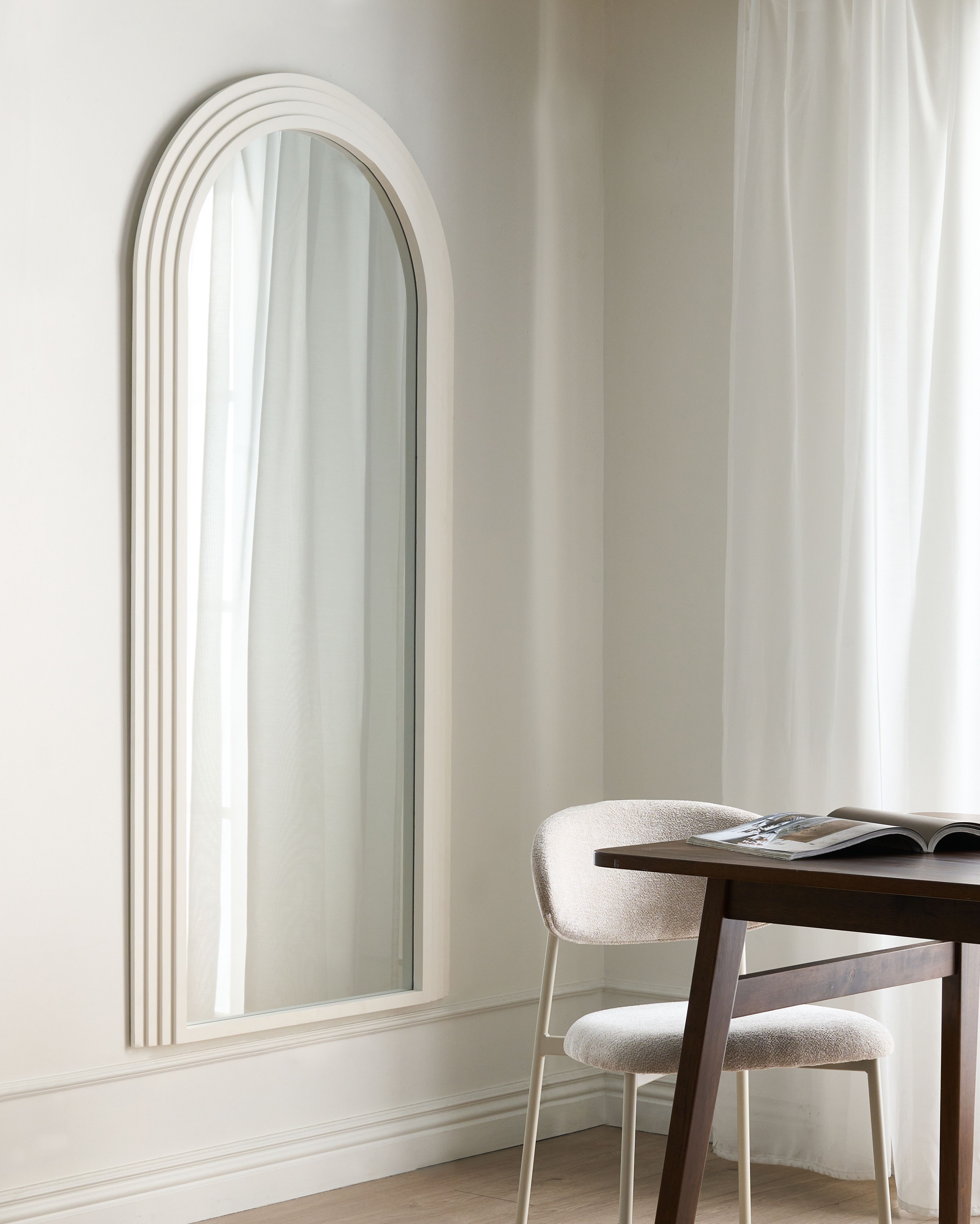 Wall Mirror DIJON 80 cm 170 cm Wood Off-White