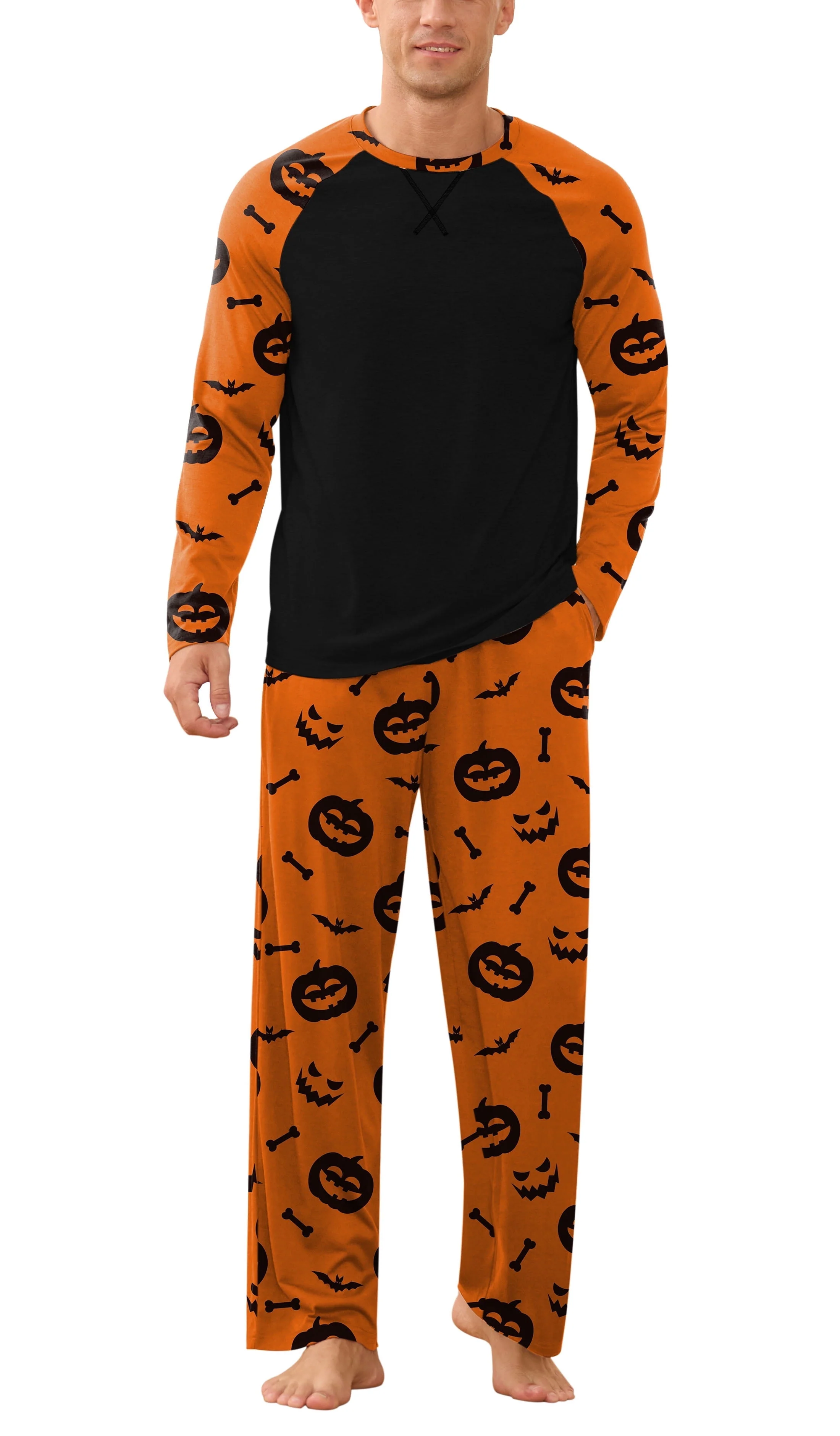 Iceglad Men's Pajamas Set Long Sleeve Sleepwear with Pockets Comfortable Lightweight Pjs Sets for Men