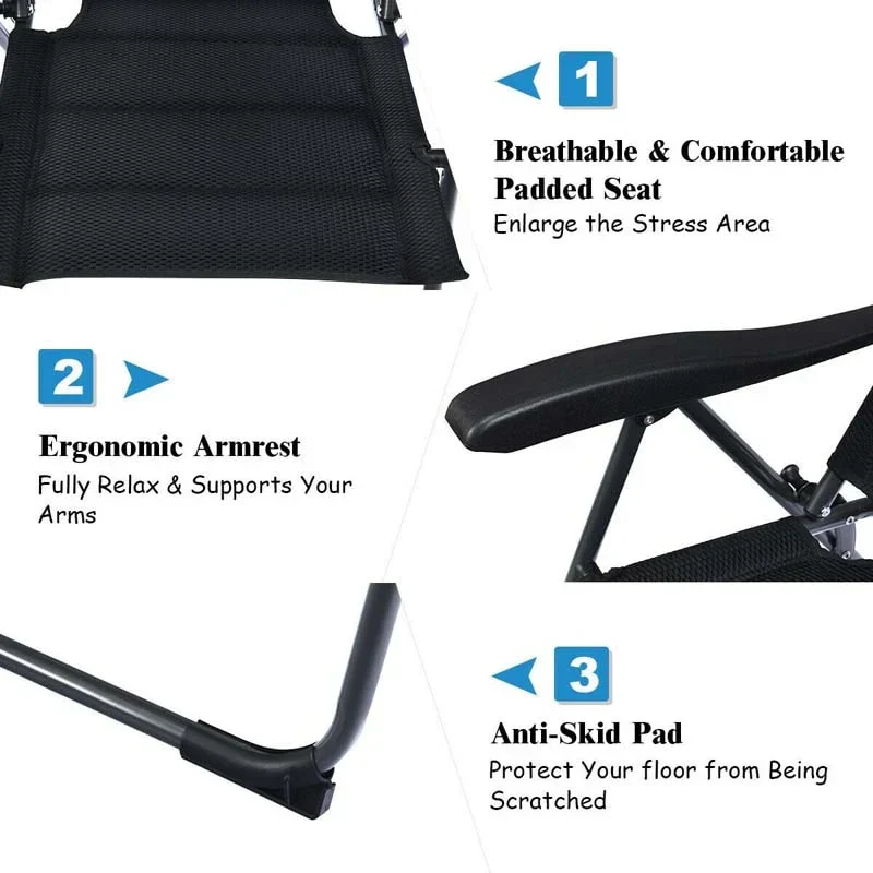 2 Pack Folding Patio Chairs, 7 Position Adjustable Outdoor Sling Recliner Camping Chairs - Image 11 2 Pack Folding Patio Chairs, 7 Position Adjustable Outdoor Sling Recliner Camping Chairs - Image 11