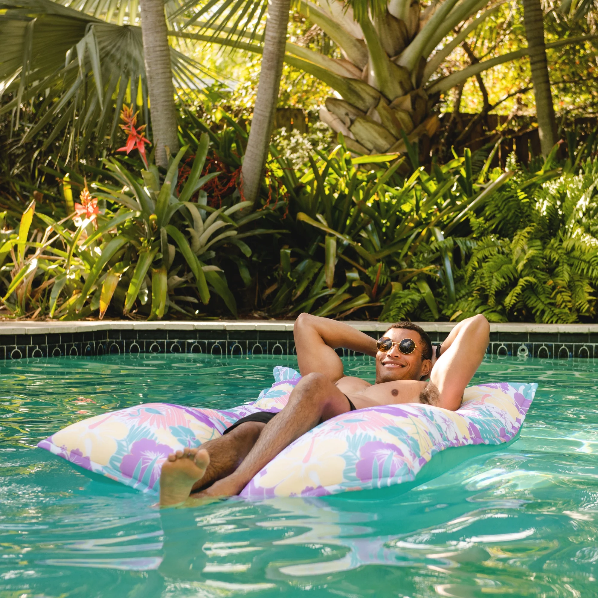 Big Joe Lagoon Lounger No Inflation Needed Pool Float, Americana Nautical Stripe Double Sided Mesh, Quick Draining Fabric, 5 feet Giant - Image 79