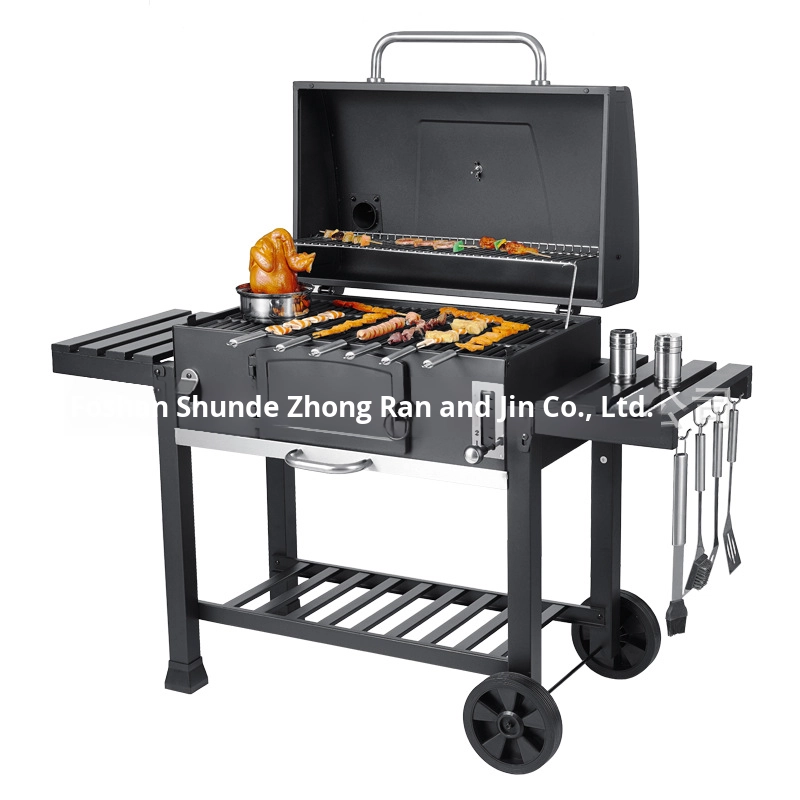 American Large Cast Iron Charcoal BBQ Grill Korean Style Premium Portable House Barbecue with Powder Coating