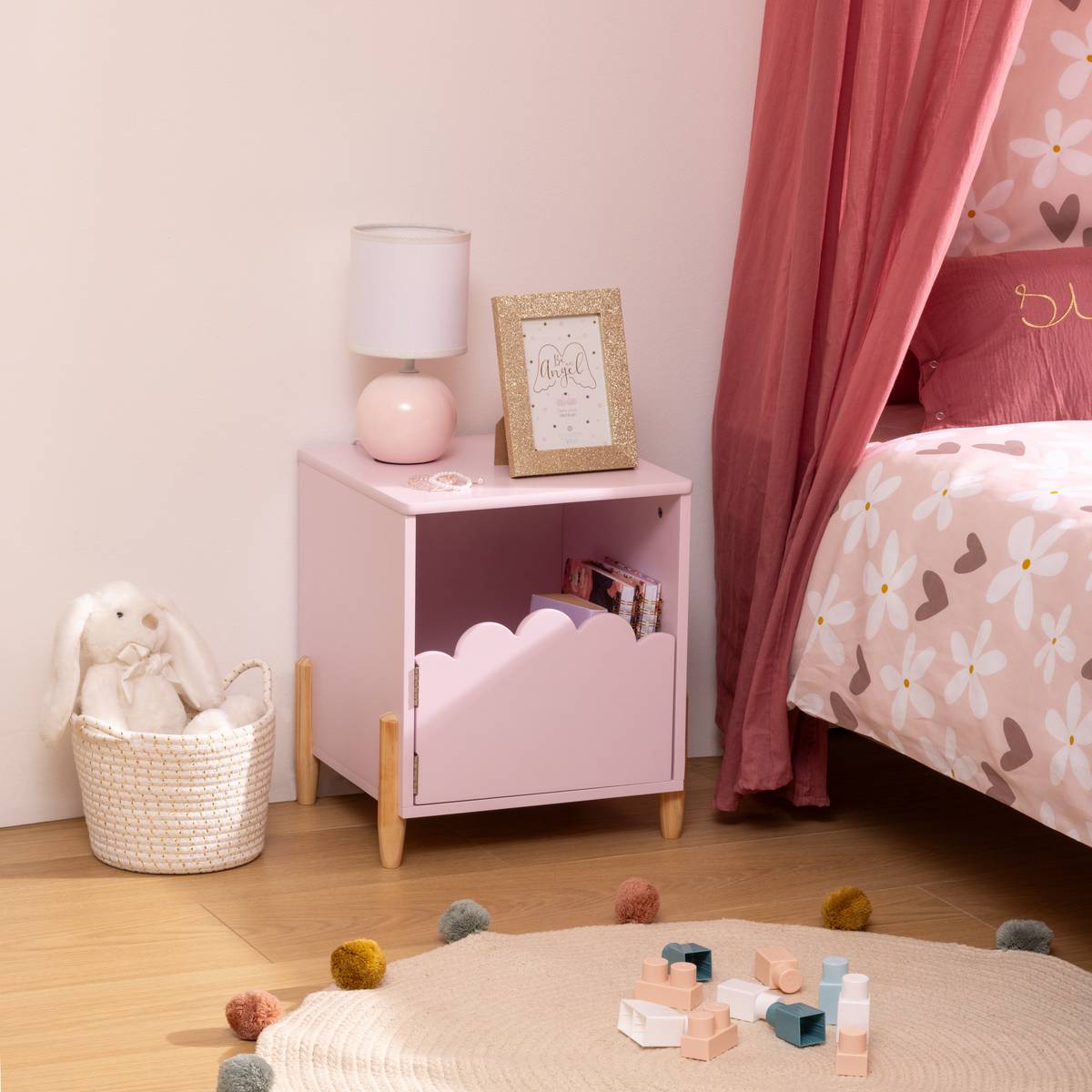 Children's Nightstand "Gentleness" Pink, 35.5x40 cm