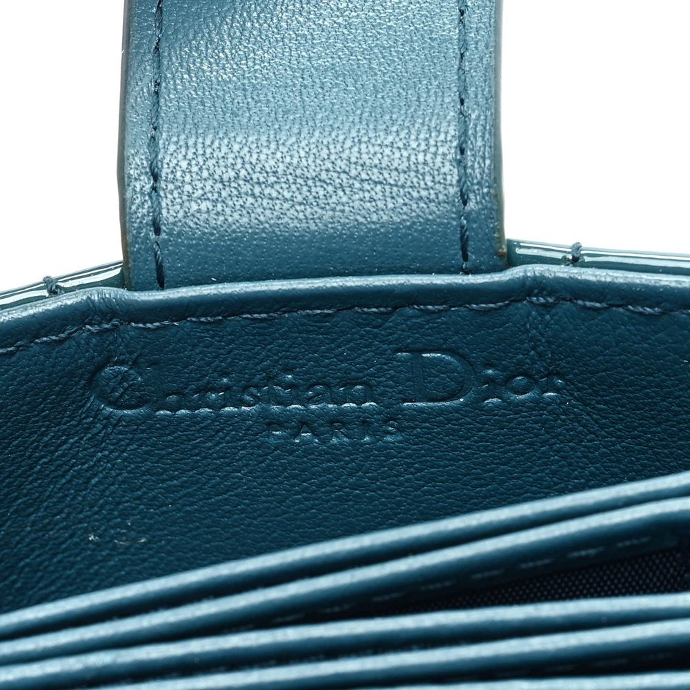 Premium Replica Dior Lady Card Holder – Turquoise & Gold Perfection