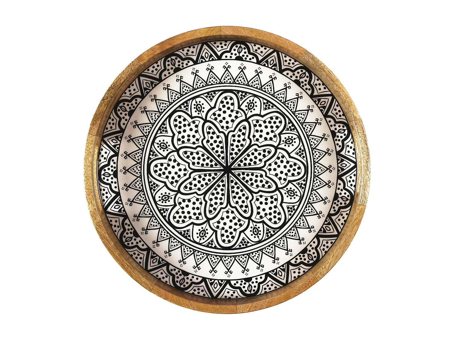 Plateau Rond - HOME DECO FACTORY - Dune - Manguier - Noir