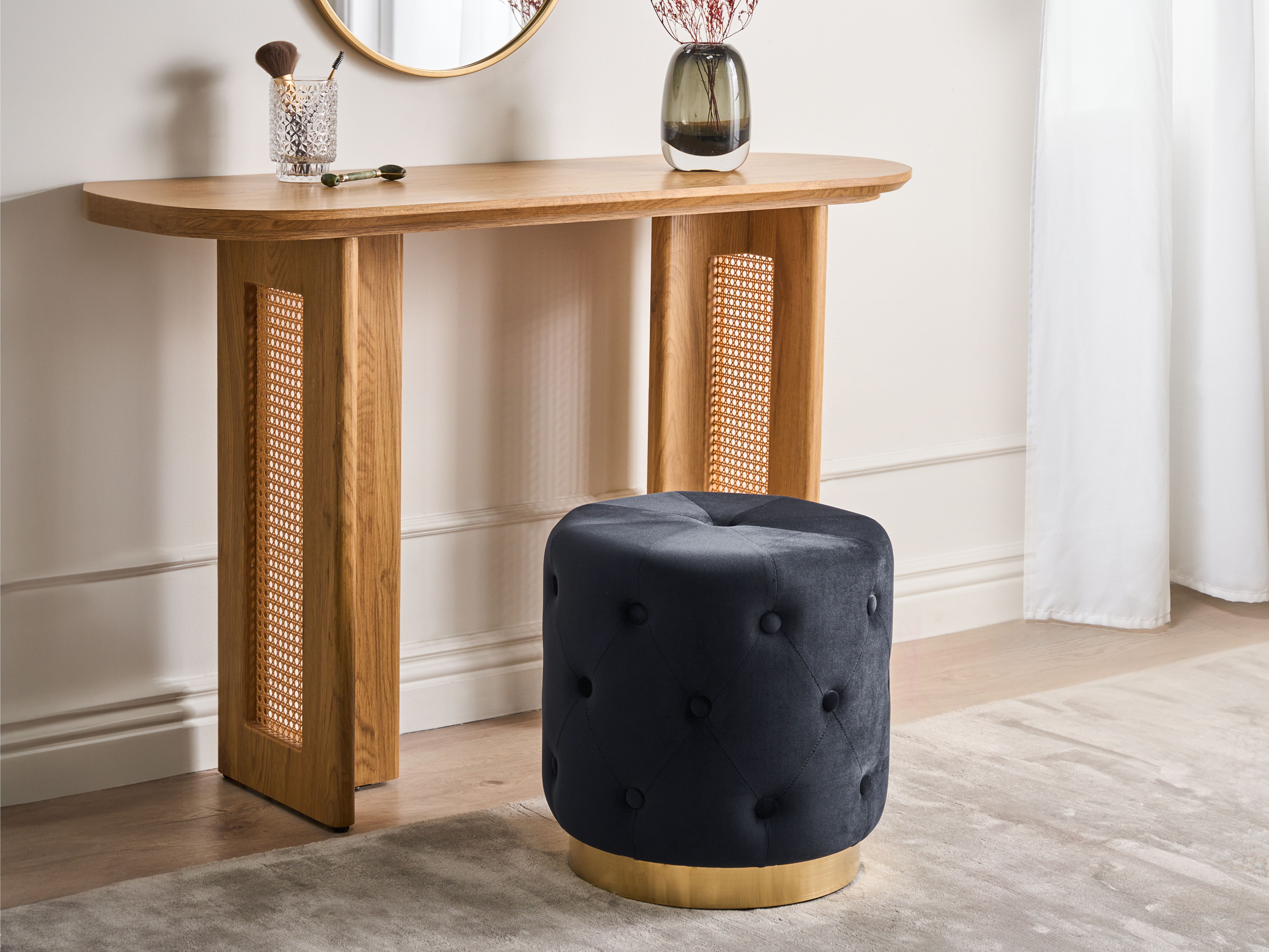 Pouffe CARROLLTON Velvet Black