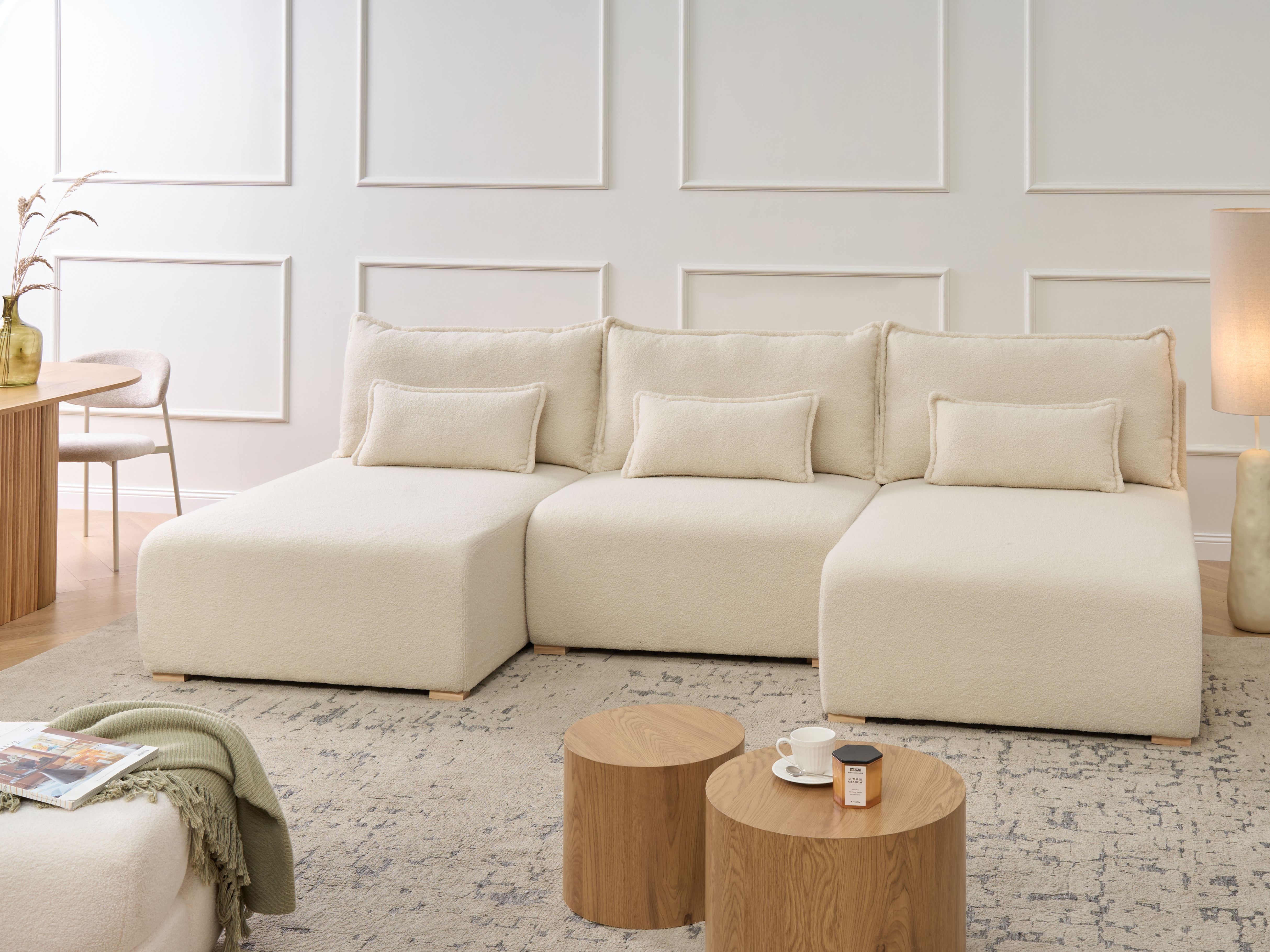 Modular U-Shape Sofa NERBO Boucle Off-White