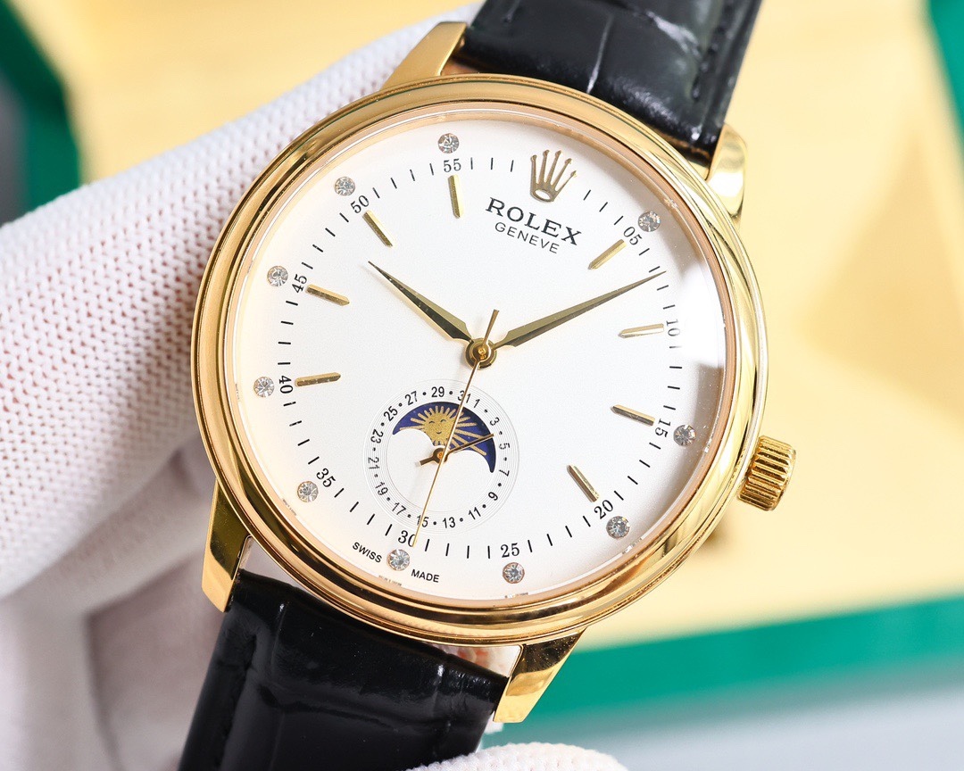 Rolex👑 Cellini Moonphase-40mm-Leather(1:1 replica) - Elite Watch Atelier