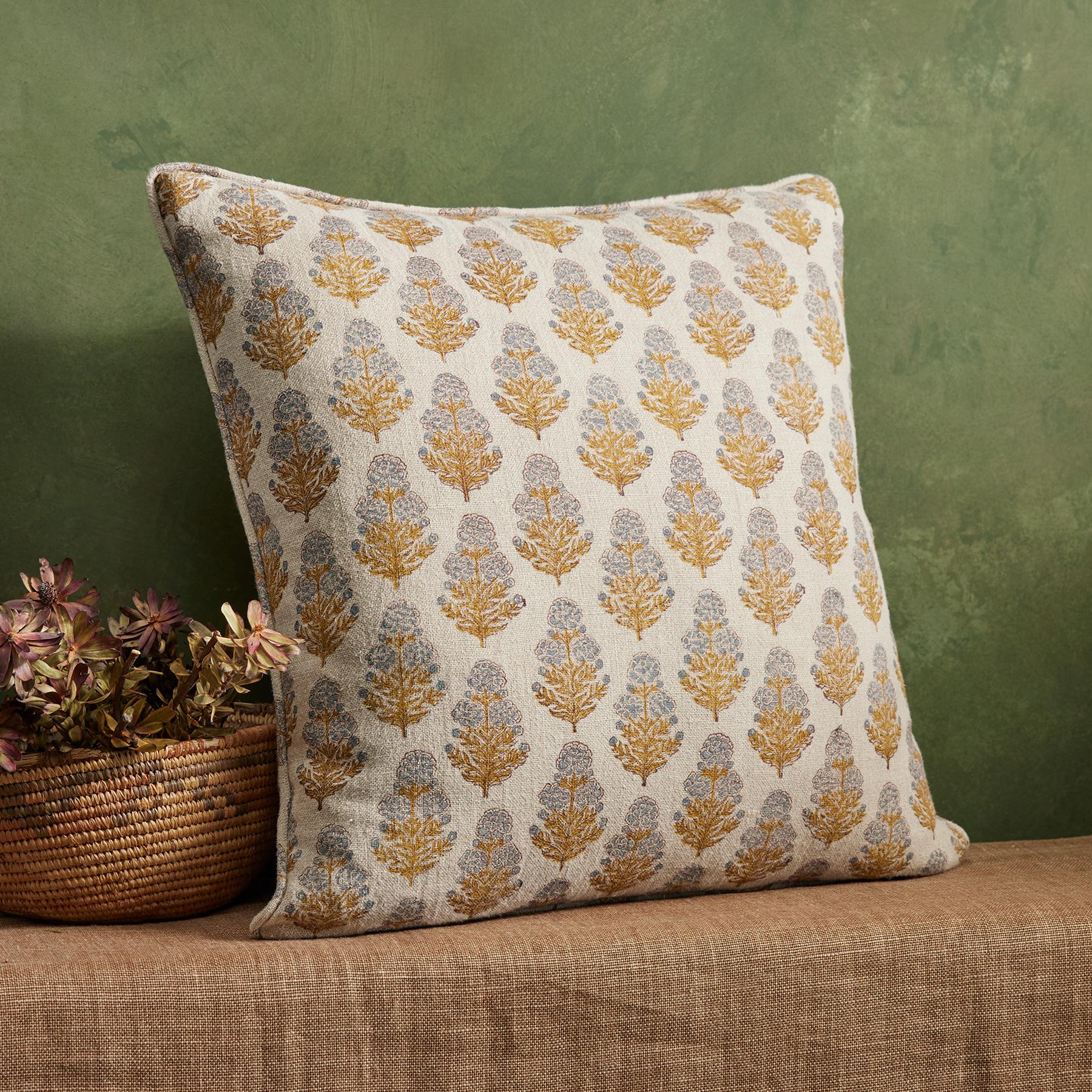 Marigold Bloom Block Print Pillow - Sundance Clothing