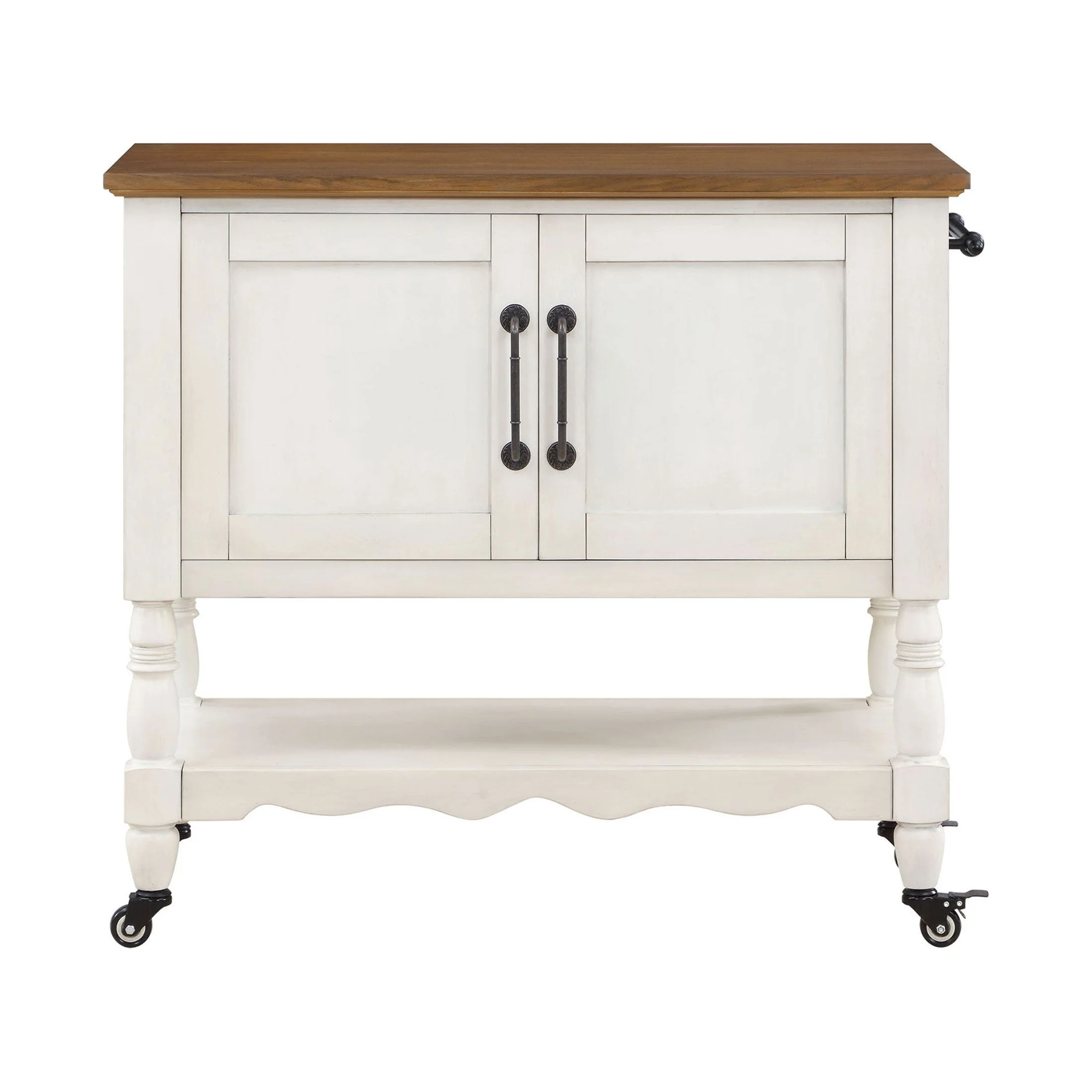 The Pioneer Woman Two-Tone Kitchen Cart Made With Solid Wood Frame, White - Image 4