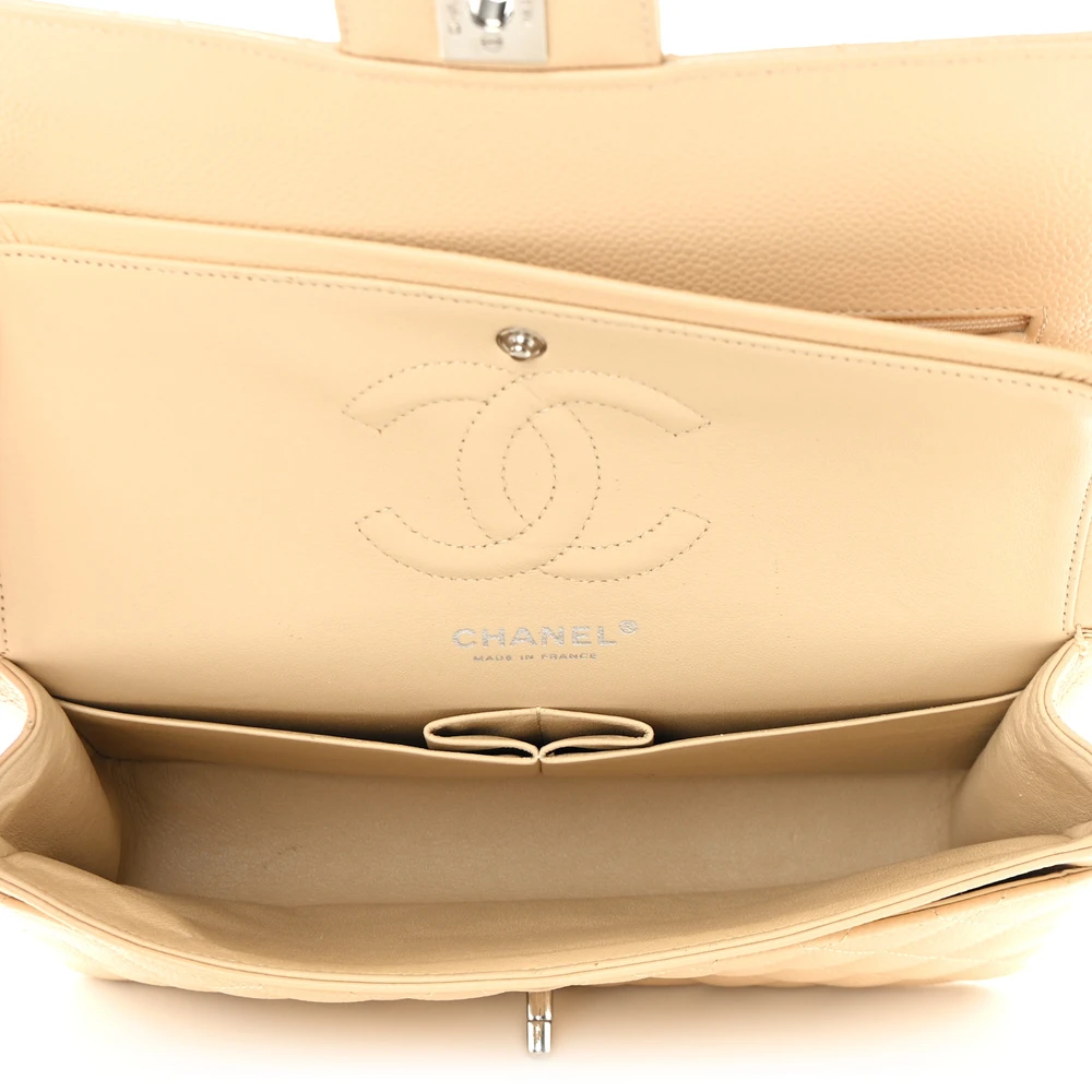 Chanel Beige Quilted Caviar Medium Flap Replica Handbags1:1High-quality replica