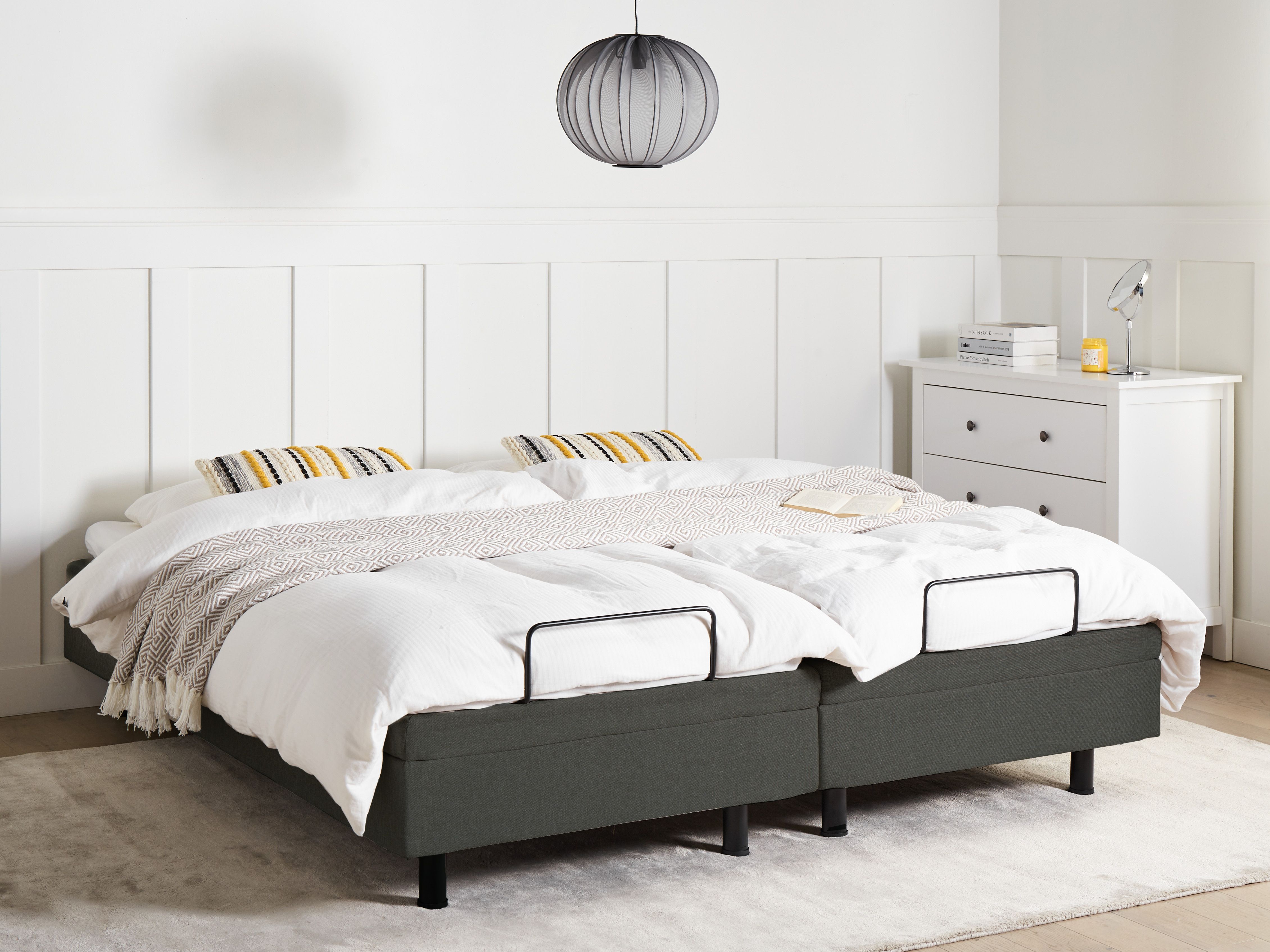 Adjustable Bed without Headboard Fabric CASTELLAN 180 x 200 cm (EU Super King) Dark Grey