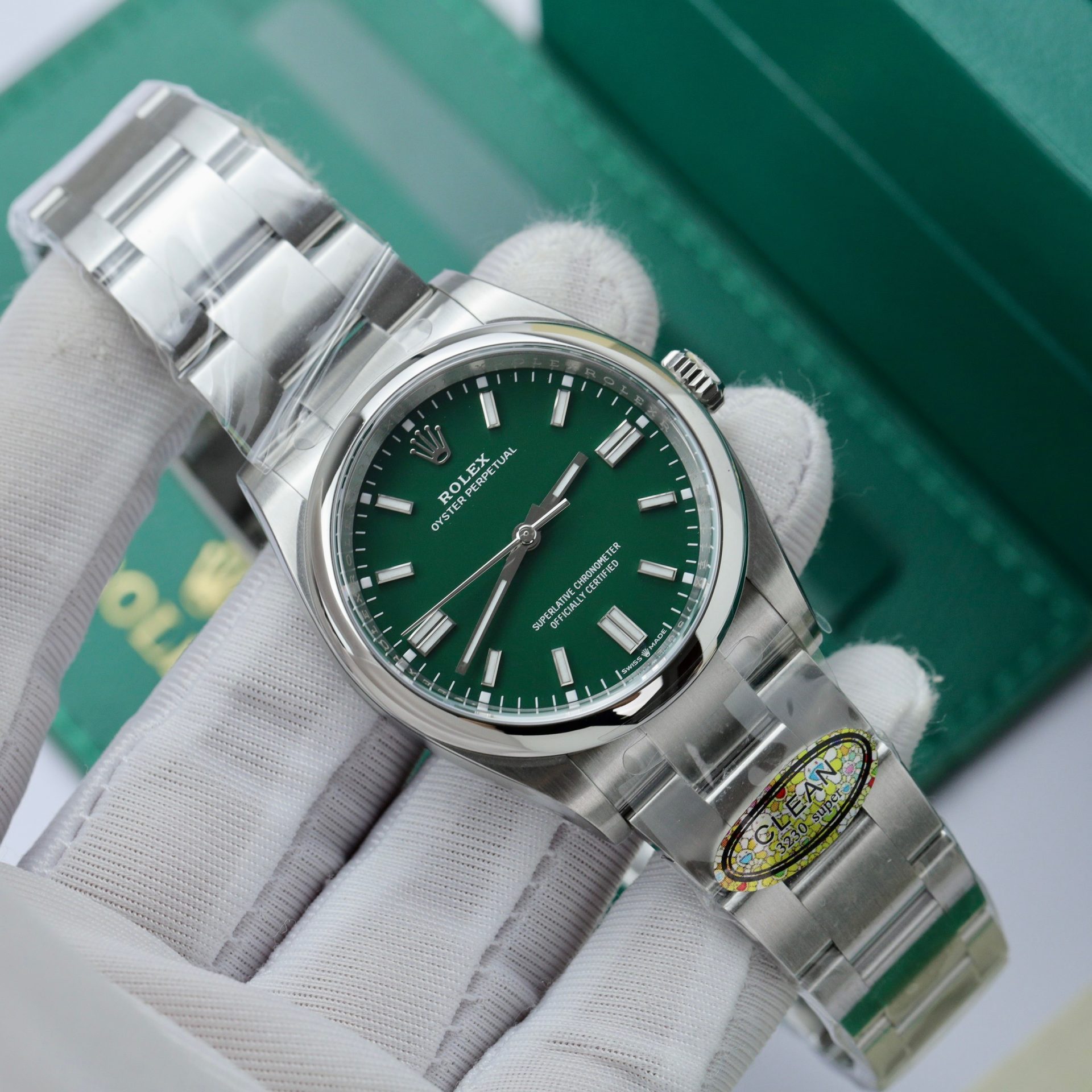 Rolex Rep 11 Watch Oyster Perpetual 126000 Green Dial Clean Factory 41mm - Elite Watch Atelier