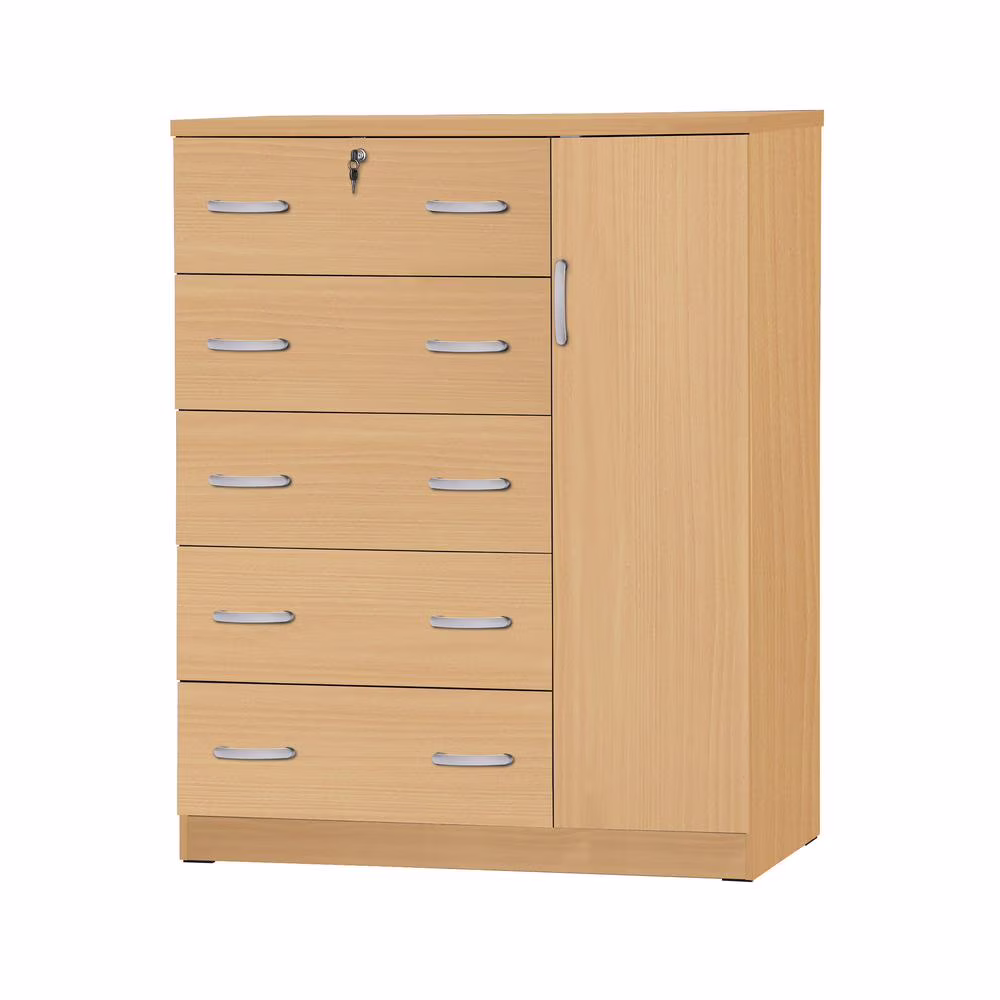 Better Home Products JCF Sofie 5 Drawer Wooden Tall Chest Wardrobe in Mahogany - Image 3