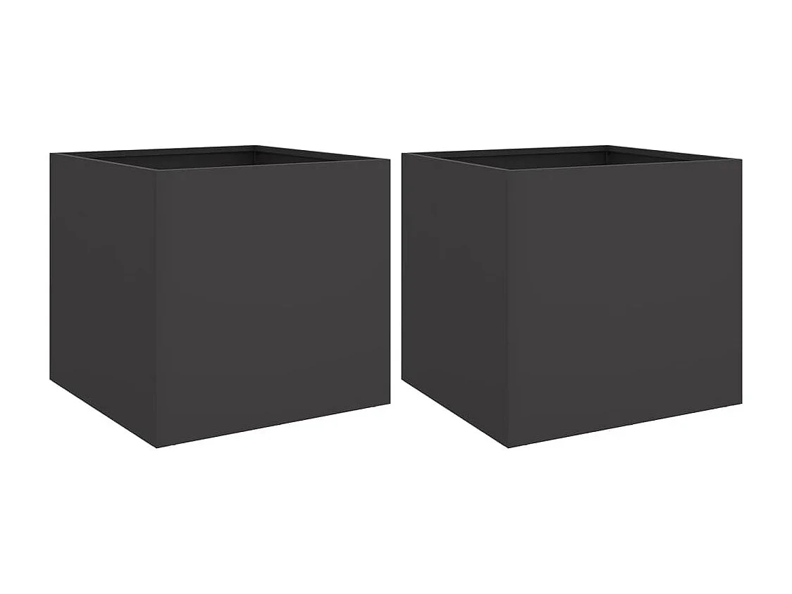 Jardinières 2 pièces noir 42x40x39 cm acier laminé à froid