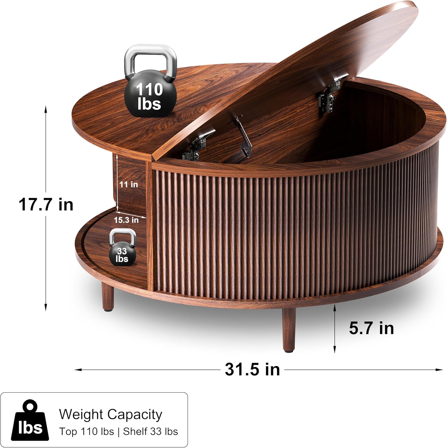 Round Coffee Table, 31.5
