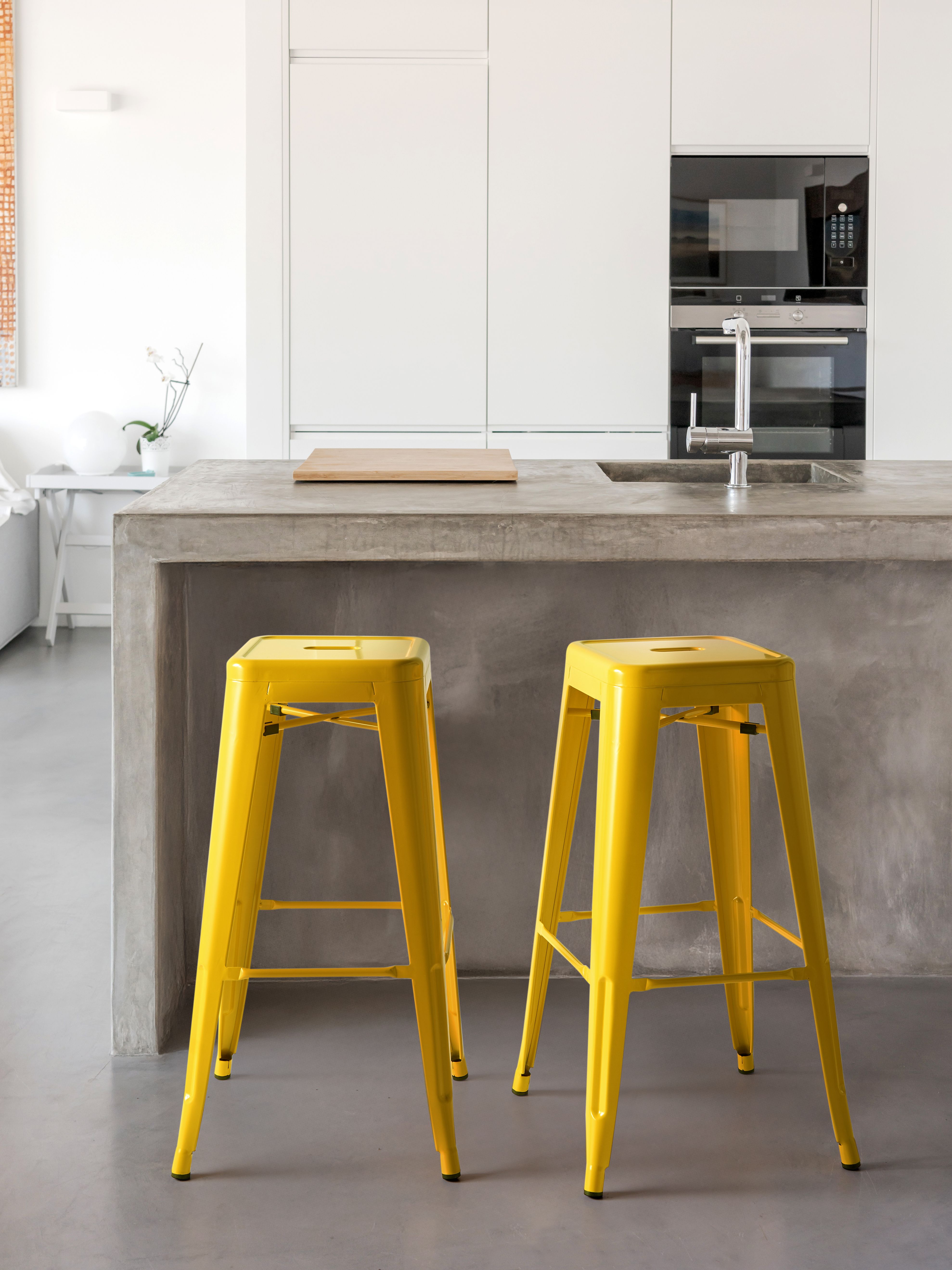 Set of 2 Bar Stools CABRILLO Metal Yellow