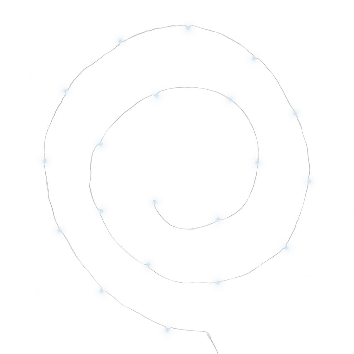 20 micro LED battery powered garland Silver, cold white, L.190 cm