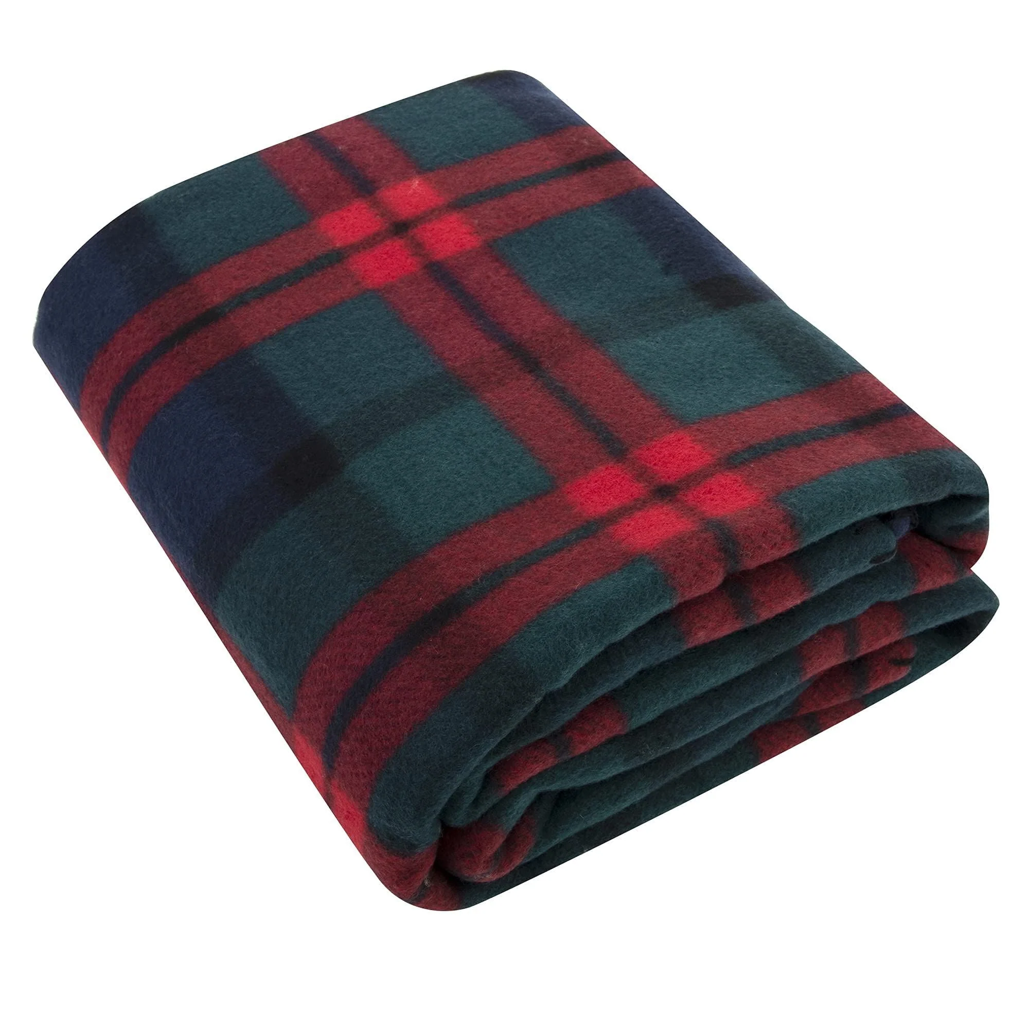 Single Plaid Color 60?L x 50?W Fleece Throw Blanket for Fall, Winter, Spring, Summer, Men, Women, Children & Pets in Red & Green Plaid