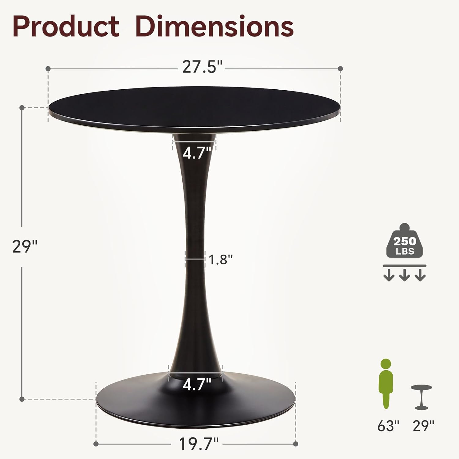 Round Dining Table 27.5