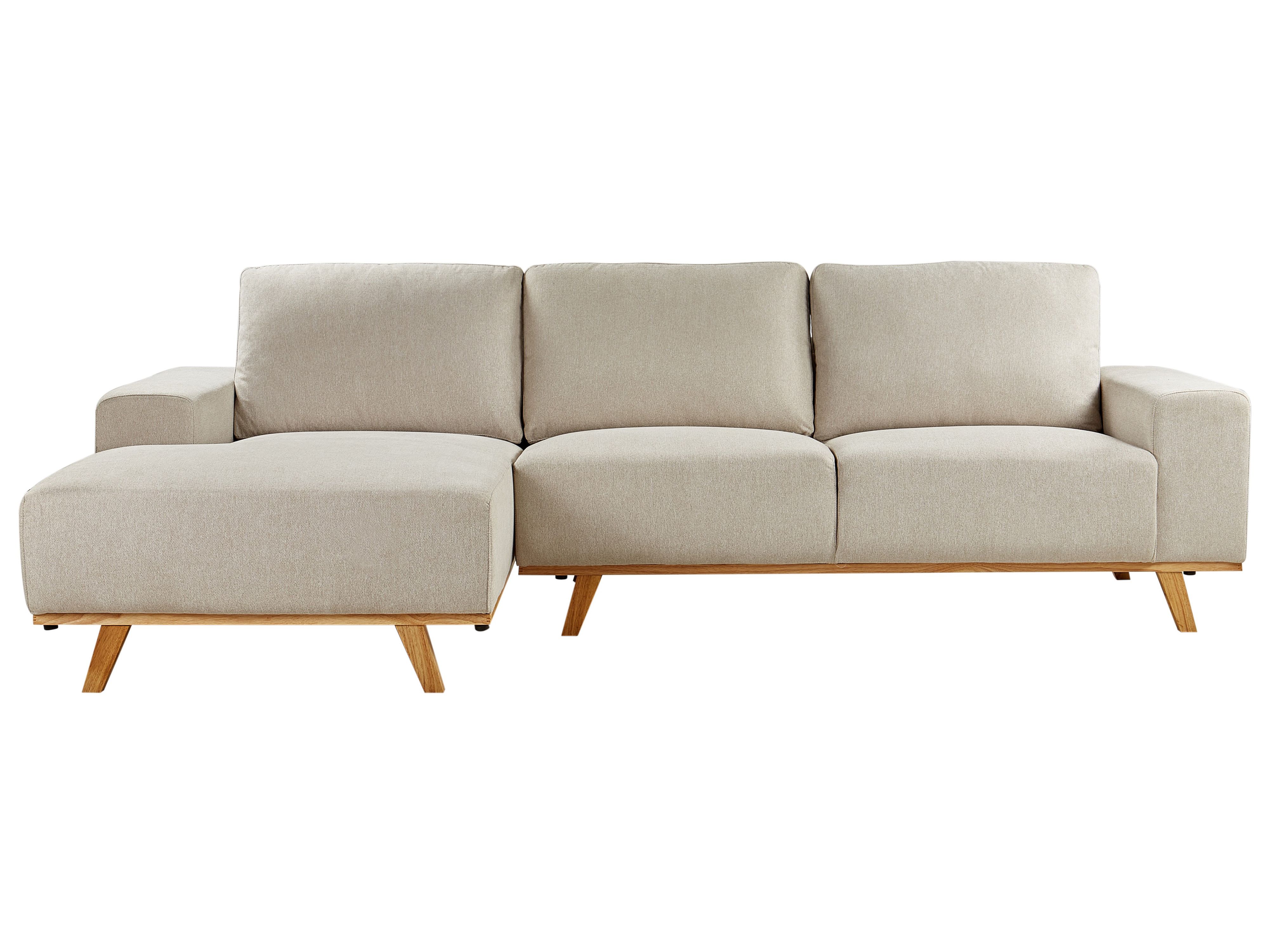Corner Sofa 3 Seater NORA Fabric Beige Right Hand