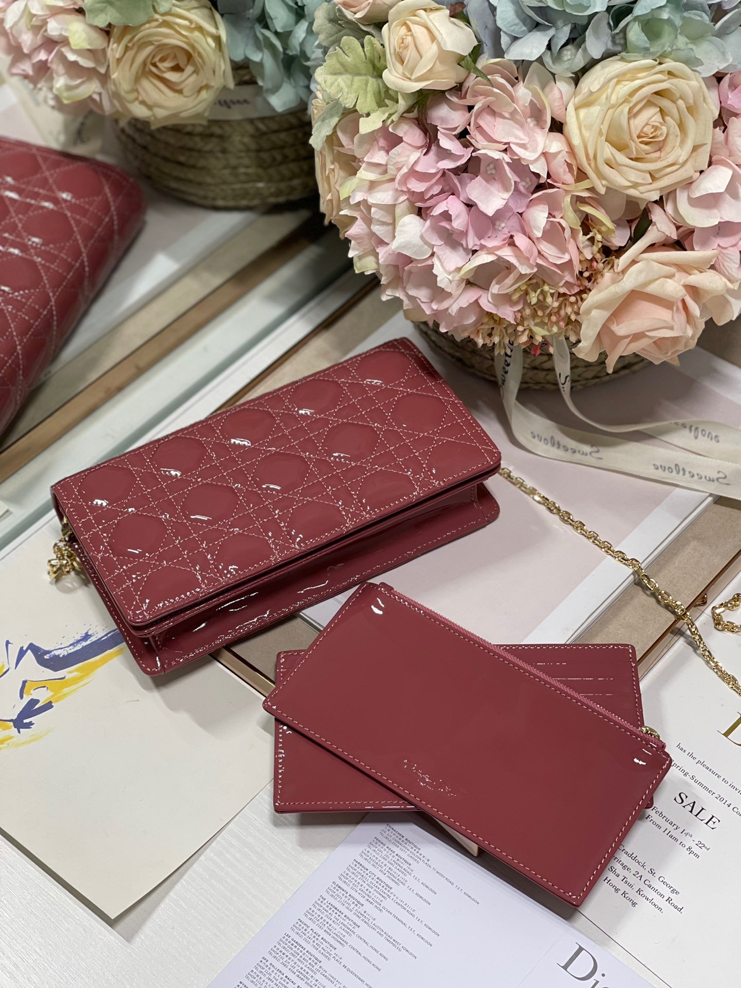 Christian Dior Lady Dior Pouch Crimson, For Women, Women’s Handbags 8.5in/21.5cm CD1:1High-quality replica