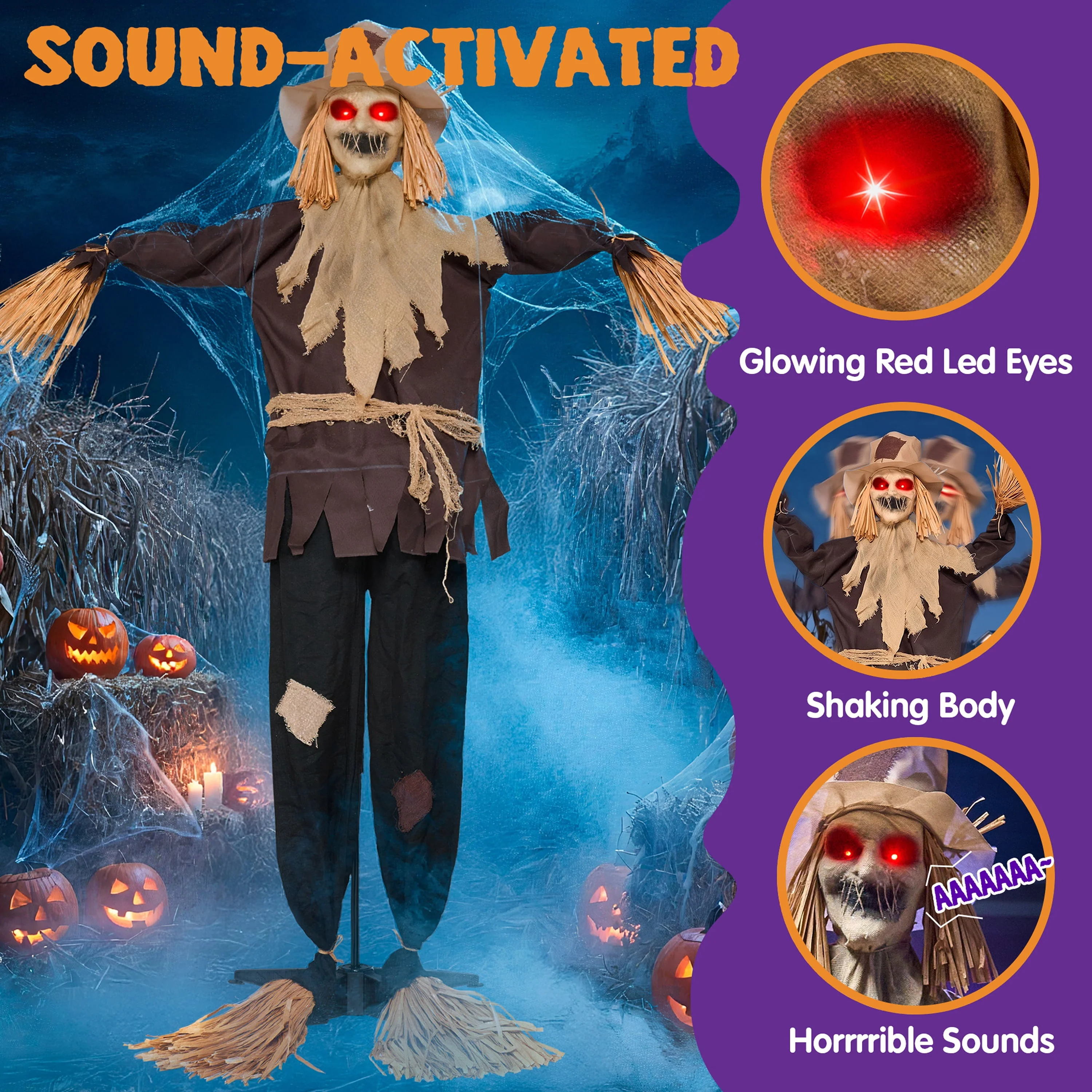 Joyfy Halloween Decorations Outdoor, Sound Activated with LED Eyes & Sound & Motion, Decor for Yard Farm Garden Indoor Haunted House - Image 17 Joyfy Halloween Decorations Outdoor, Sound Activated with LED Eyes & Sound & Motion, Decor for Yard Farm Garden Indoor Haunted House - Image 17