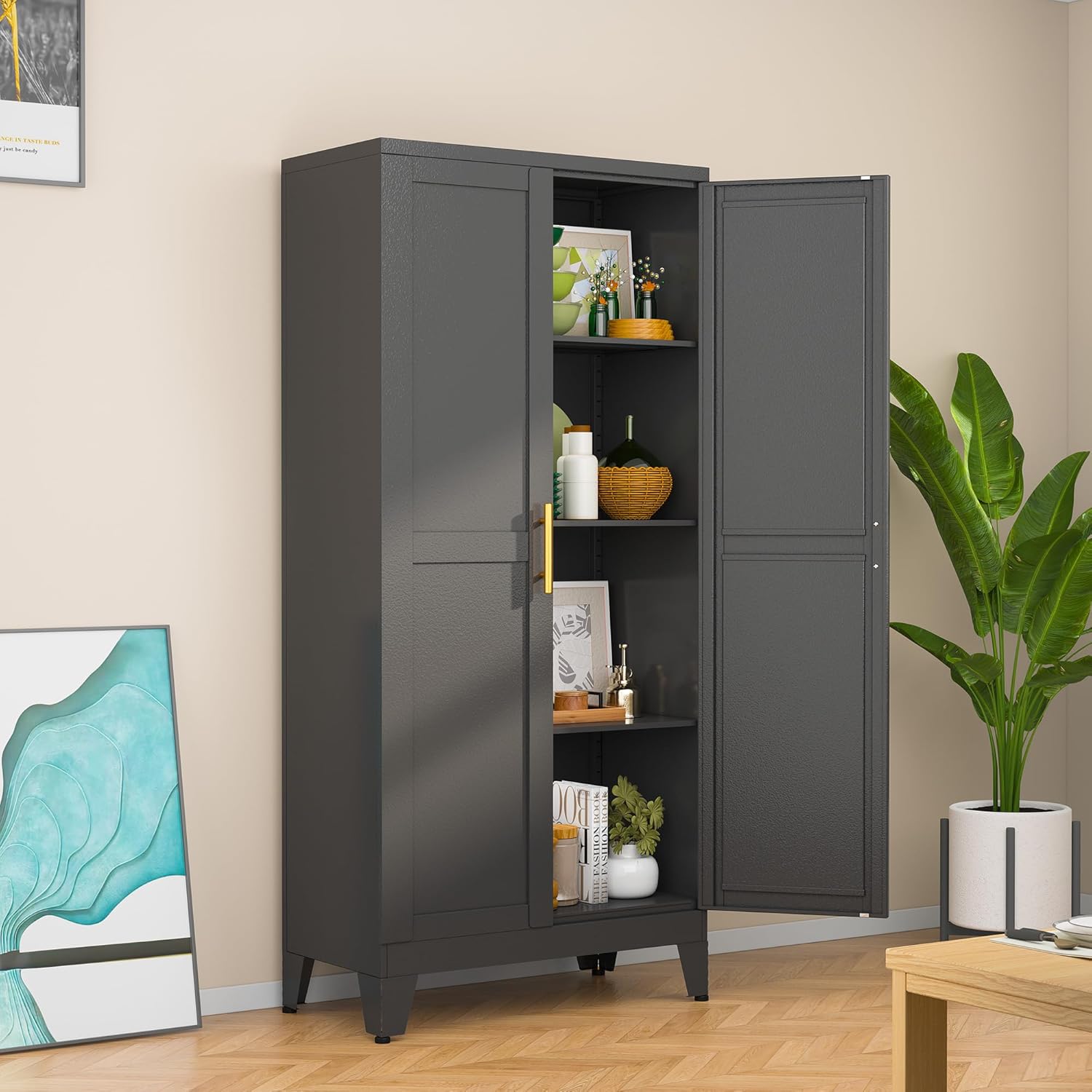 Black Metal Storage Cabinet, 48