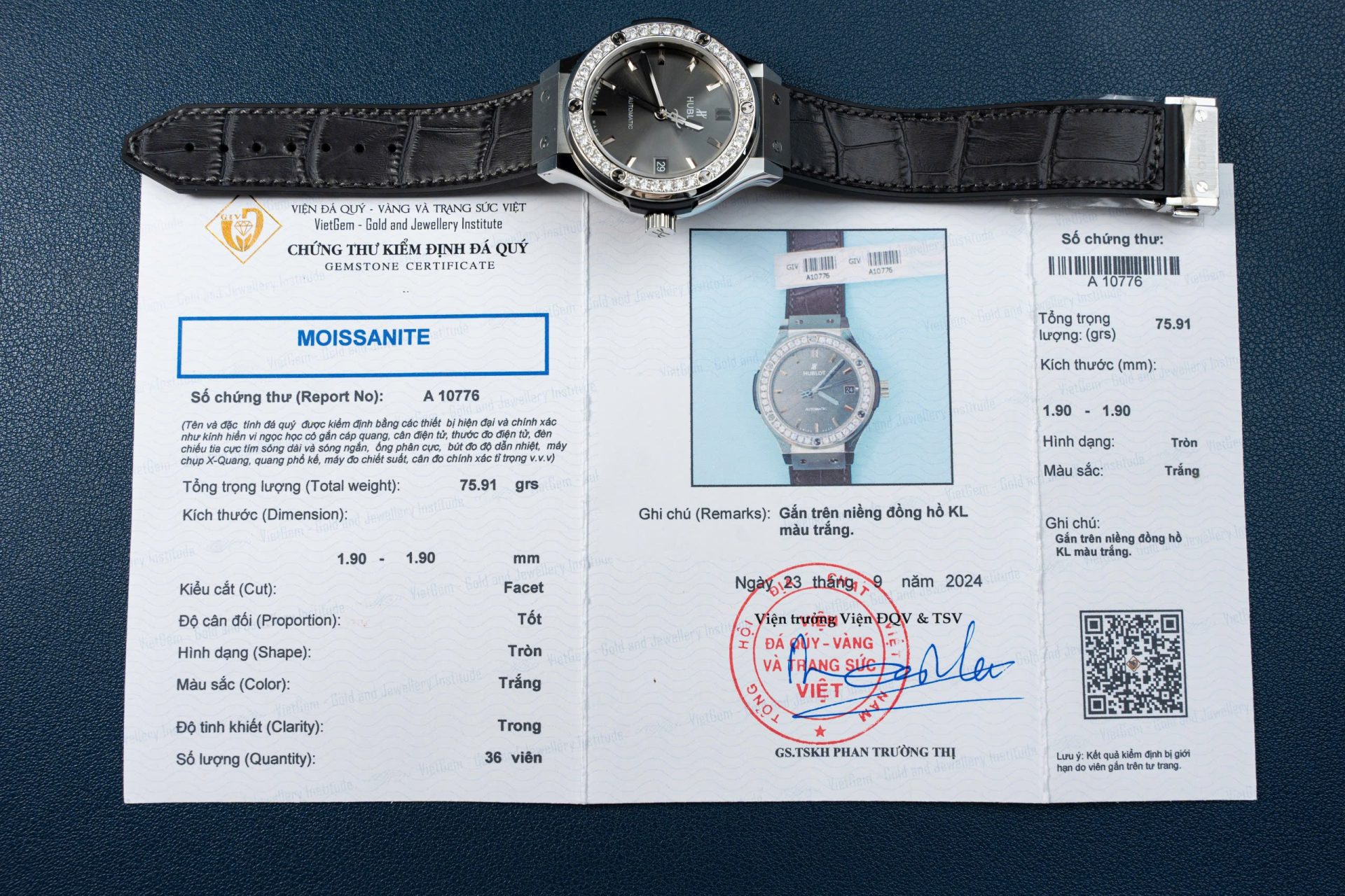 Hublot Classic Fusion Dial Gray Replica Watch Bezel Diamonds Moissanite 38mm - Elite Watch Atelier