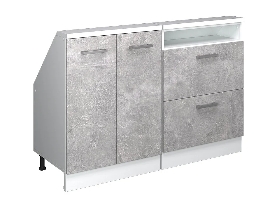 Ensembles de meuble de rangement sous pente béton/blanc 120x46x81.6 rion