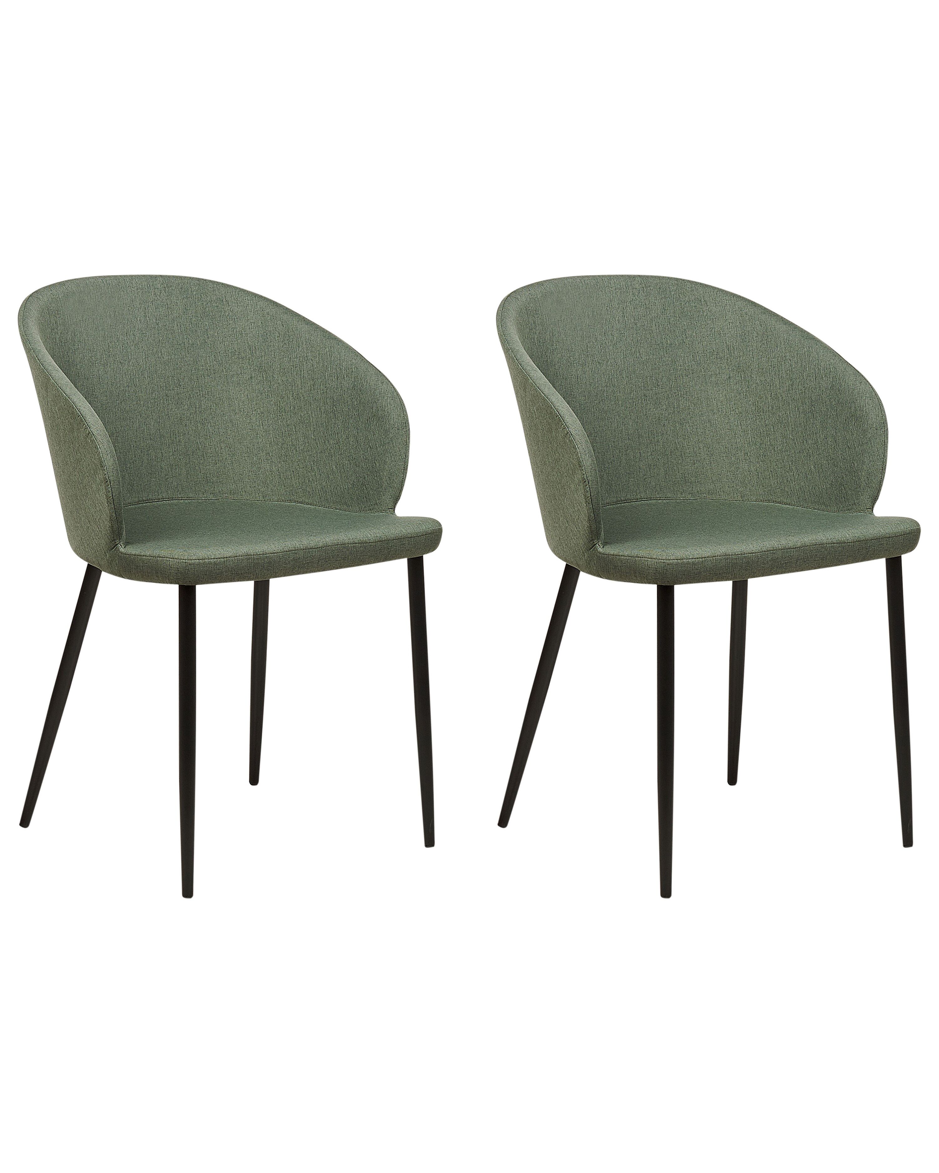 Set of 2 Dining Chairs MASON Fabric Dark Green