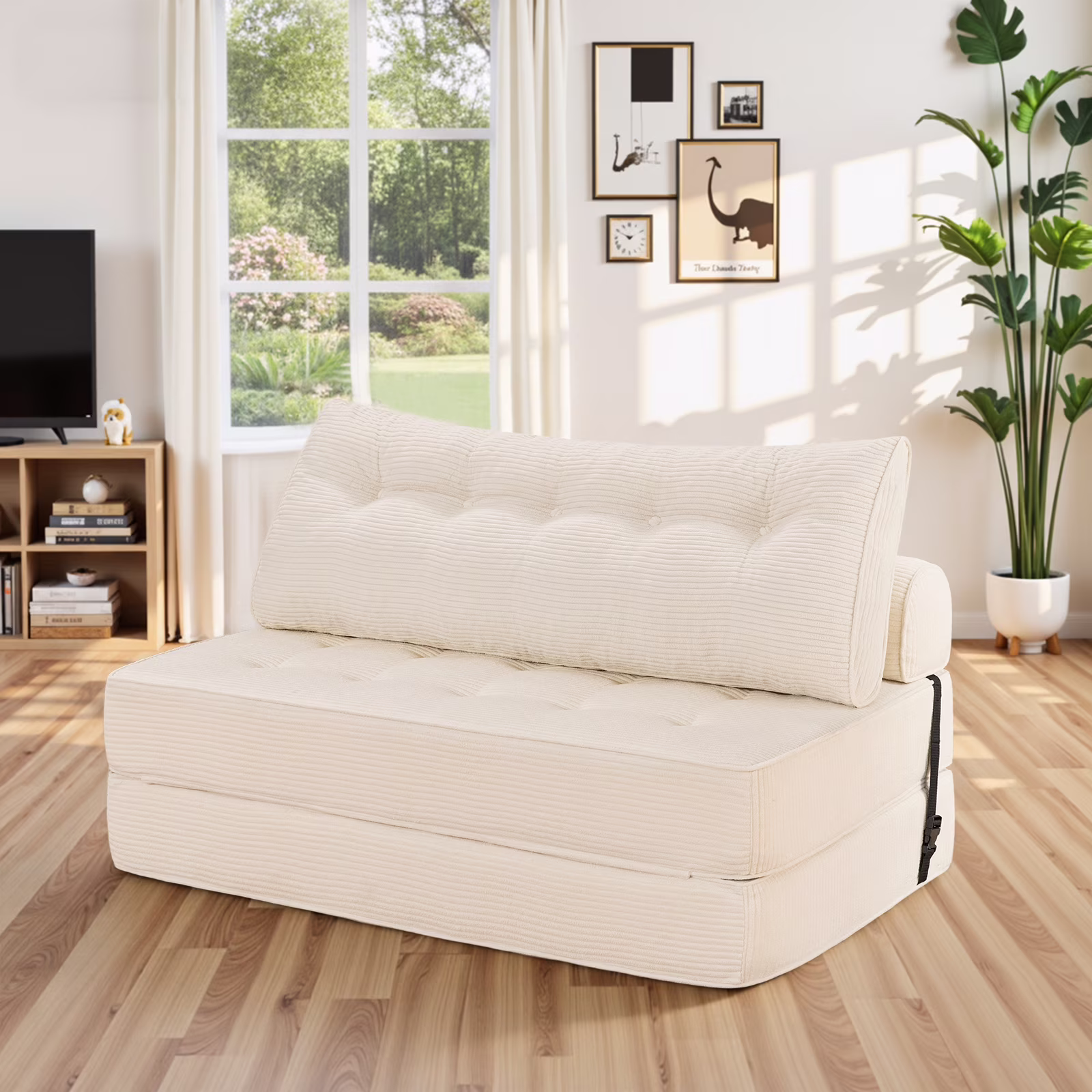 Hommpa Folding Sofa Bed Foldable Couch Bed Convertible Futon Chair with High Density Foam Filling with Pillow for Adult,Comfort chair bed for Living Room Bedroom,Gray,Single - Image 4