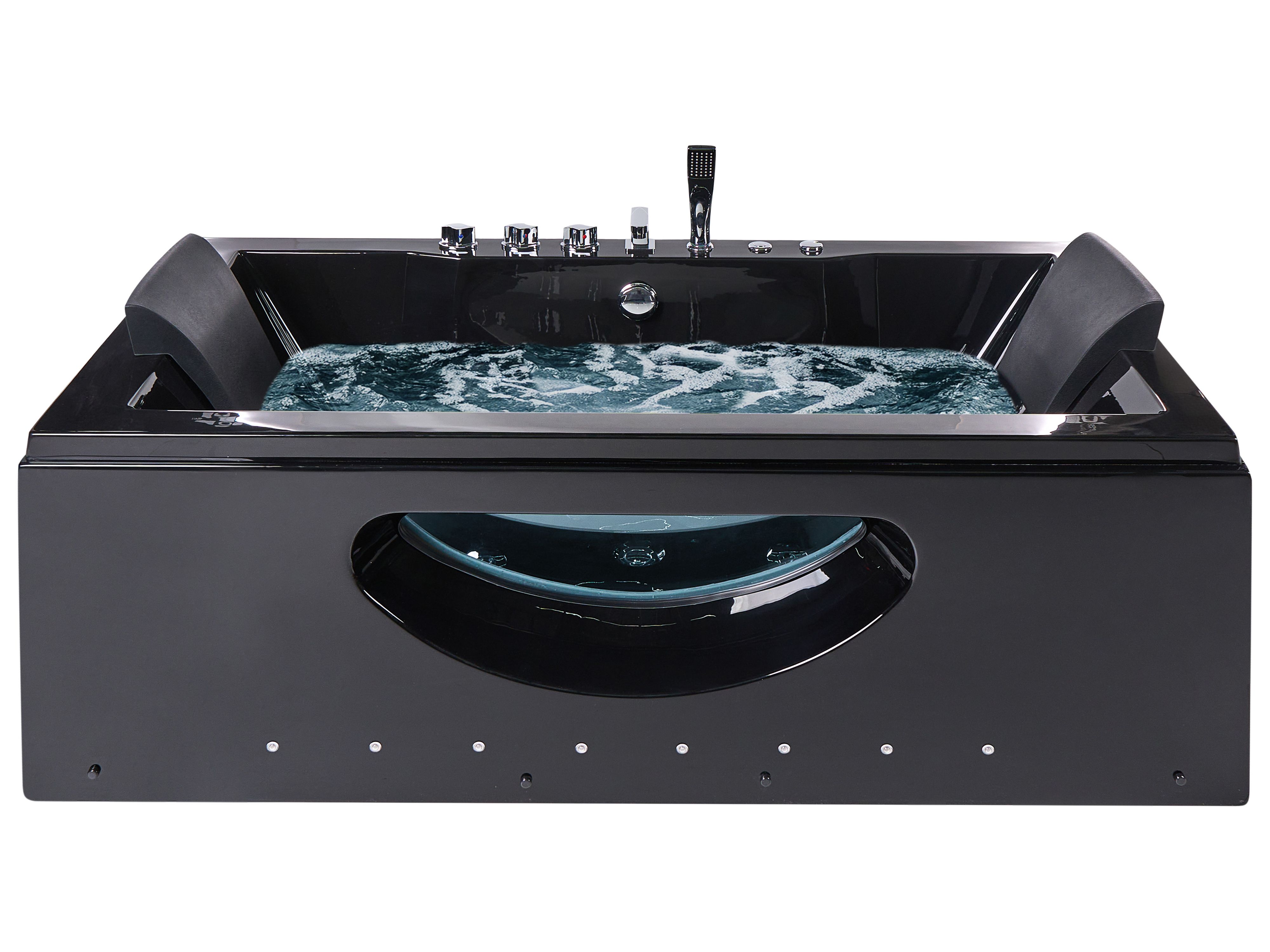 Corner Hot Tub with LED HAWES 1800 x 900 mm Black