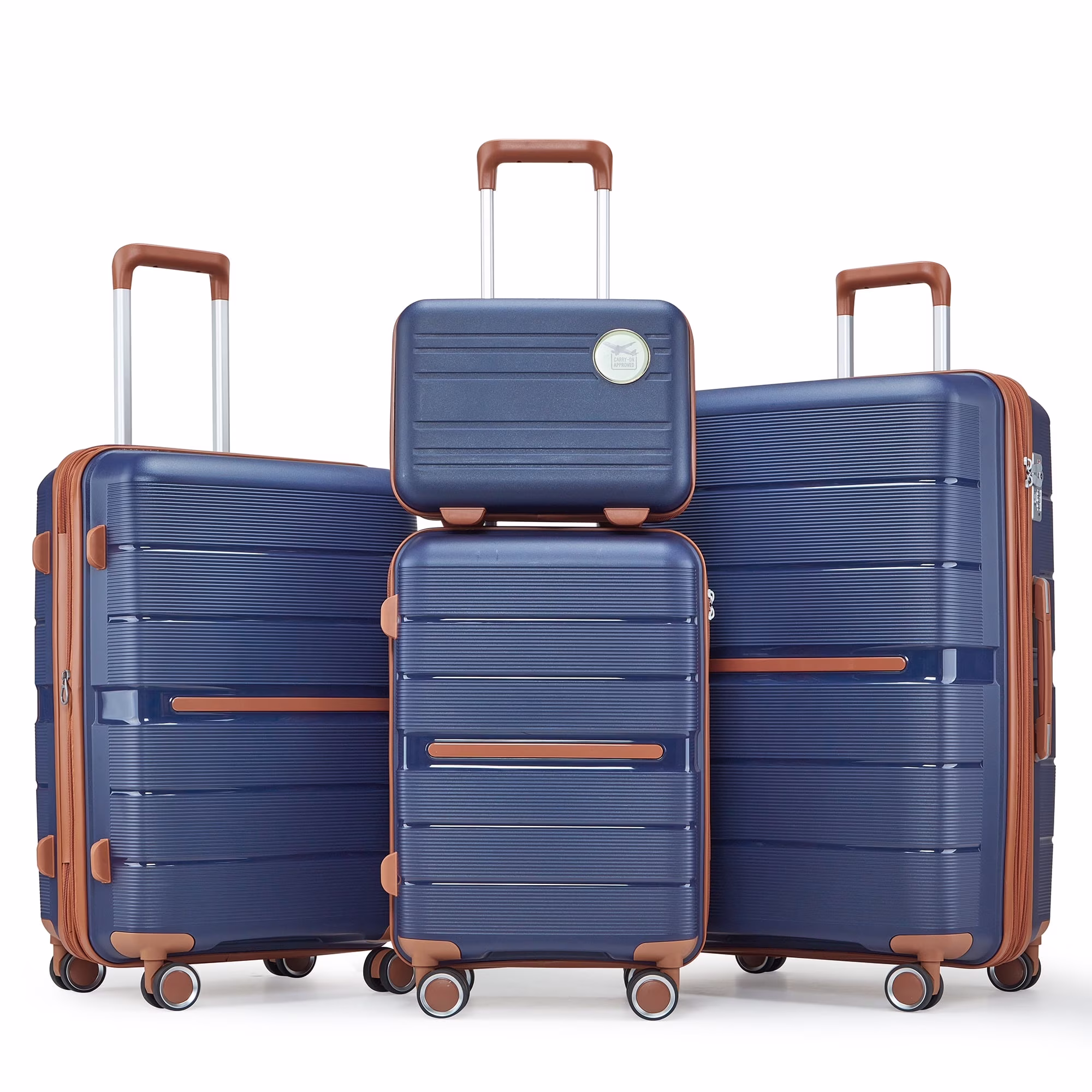 4 Piece Luggage Set, Expandable Lightweight Suitcase Set, PP Materials Travel Luggage with TSA Lock Spinner Wheels, White (14/20/24/28) - Image 3