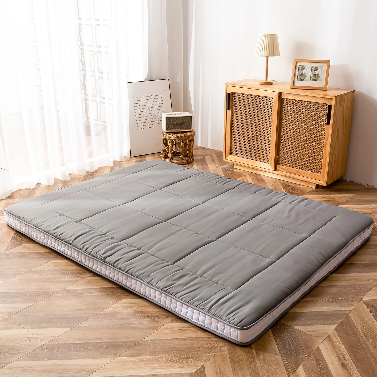 Futon Mattress, Padded Japanese Floor Mattress Quilted Bed Mattress Topper, Extra Thick Folding Sleeping Pad, Dark Grey, Twin - Image 6