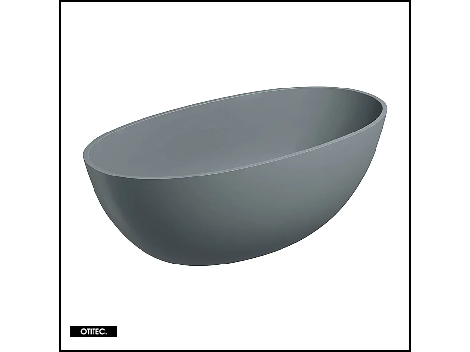 Baignoire Îlot - 160 x 75 cm - SHELL - GRIS CENDRÉ MAT - avec SIPHON INCLUS