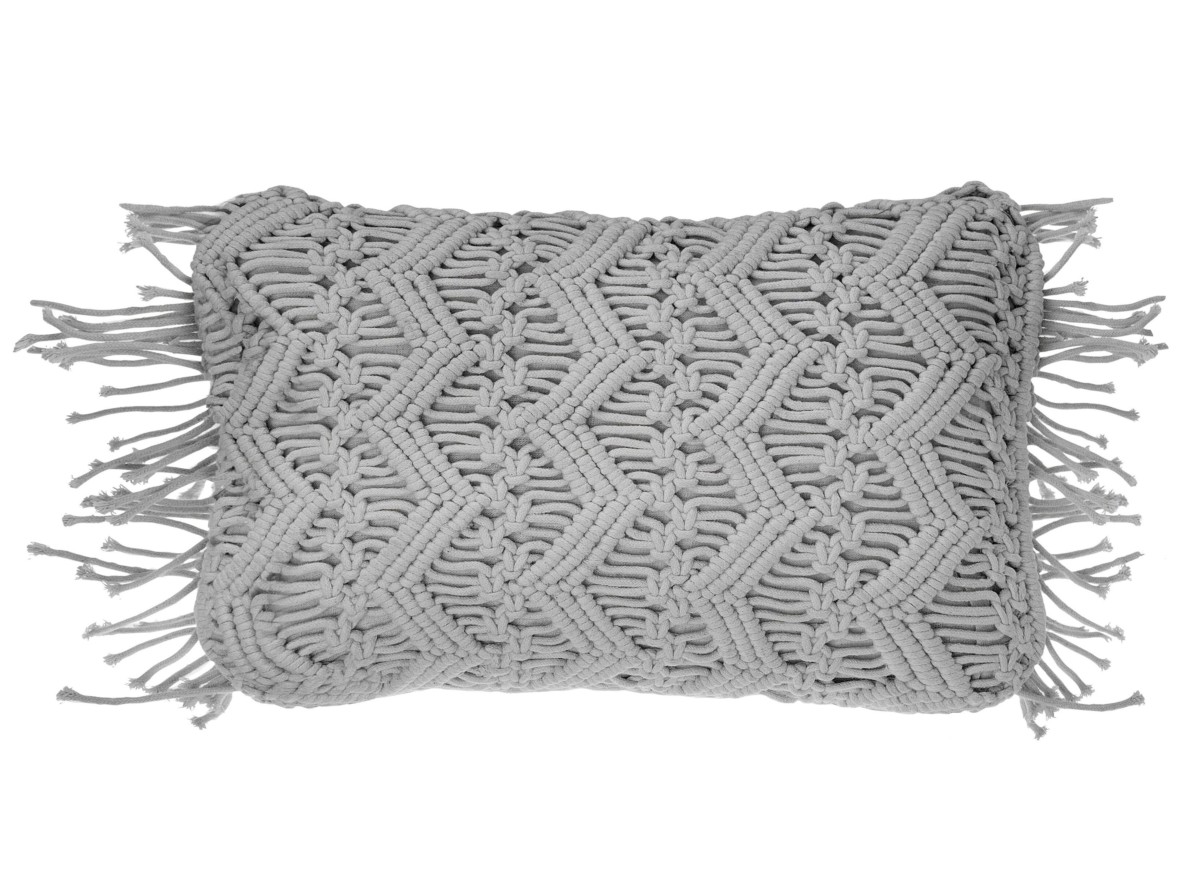 Throw Cushion KIRIKKALE Cotton 30 x 45 cm Grey Geometric Pattern