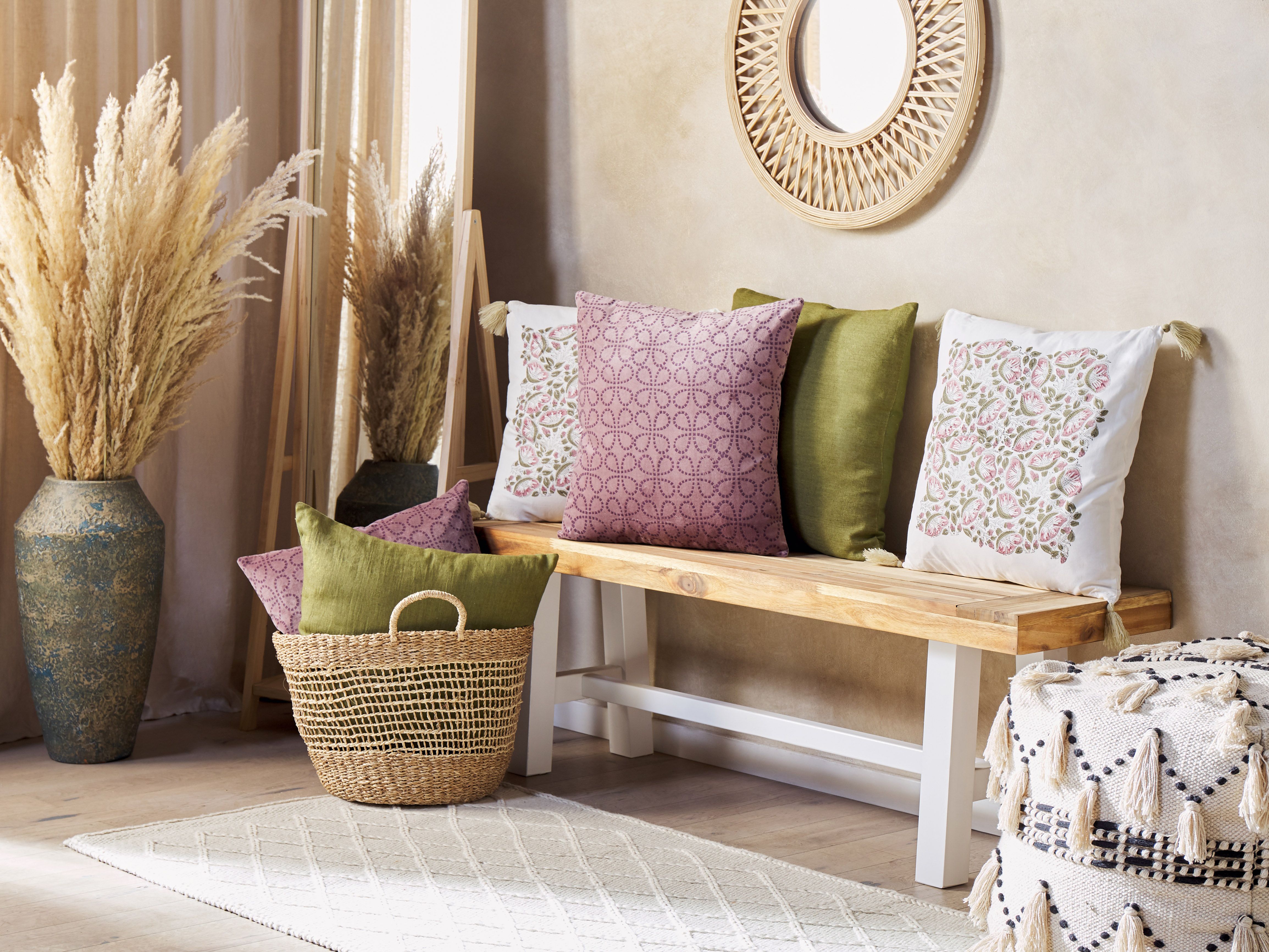 Set of 2 Decorative Cushions LARKSPUR Velvet 45 x 45 cm Pink Geometric Pattern