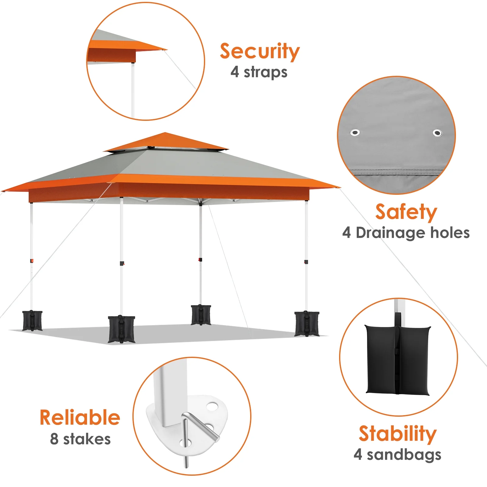 Pirecart 12' x 12' Pop-up Canopy Tent Waterproof Outdoor Gazebo Shelter with Wheeled Bag, Instand Canopy , White - Image 35