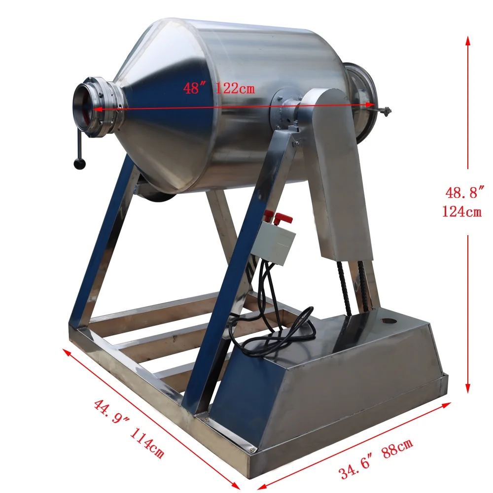 Metal Metallurgy Dry Powder Mixer Drum Blender Stainless Steel for Feed Particle 200L 360�� Tumbler 220V