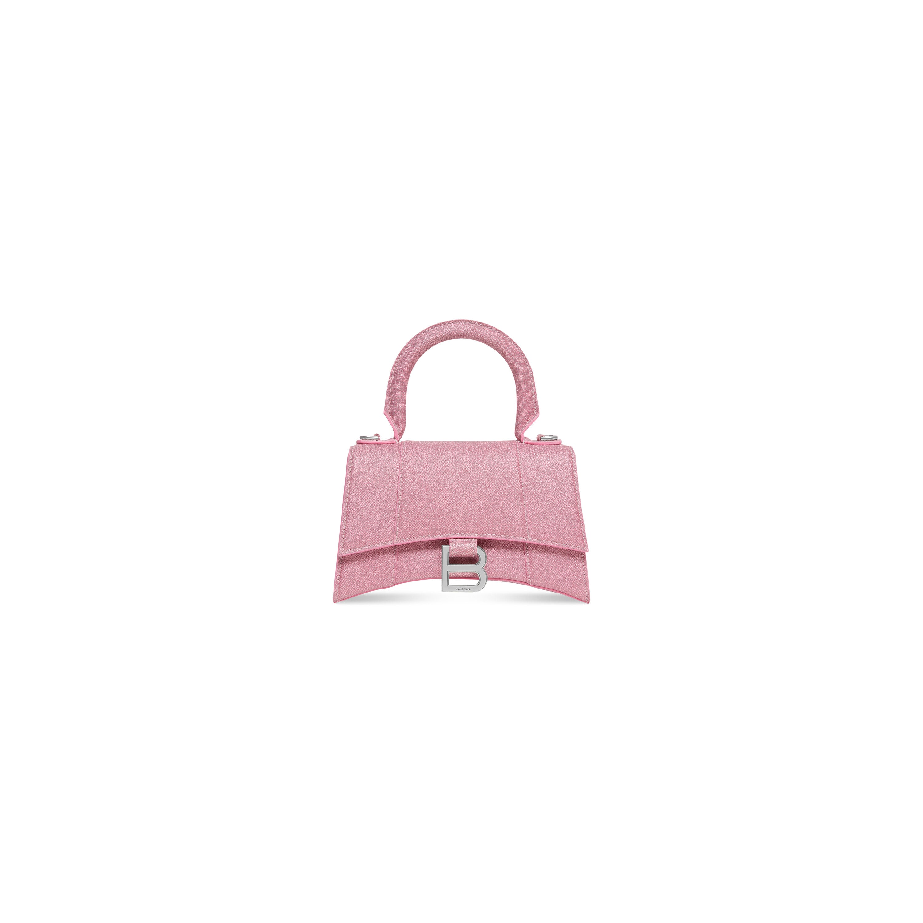 WOMEN'S HOURGLASS XS HANDBAG IN SPARKLING FABRIC IN PINK - Replicaclubs