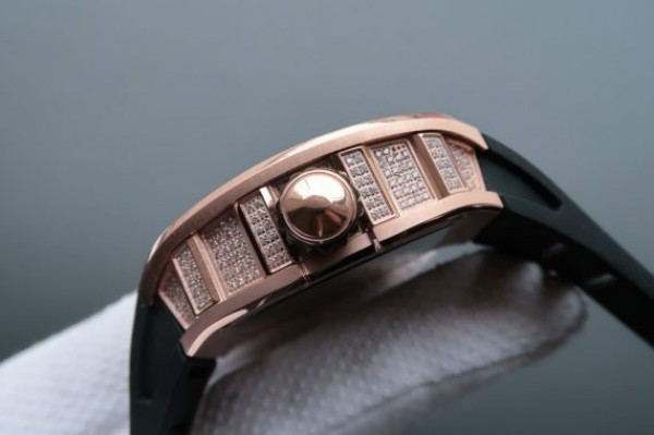 Replica Richard Mille RM057 Dragon Phoenix RG Case Diamonds Bezel RG Dial Black Rubber Strap - Top club